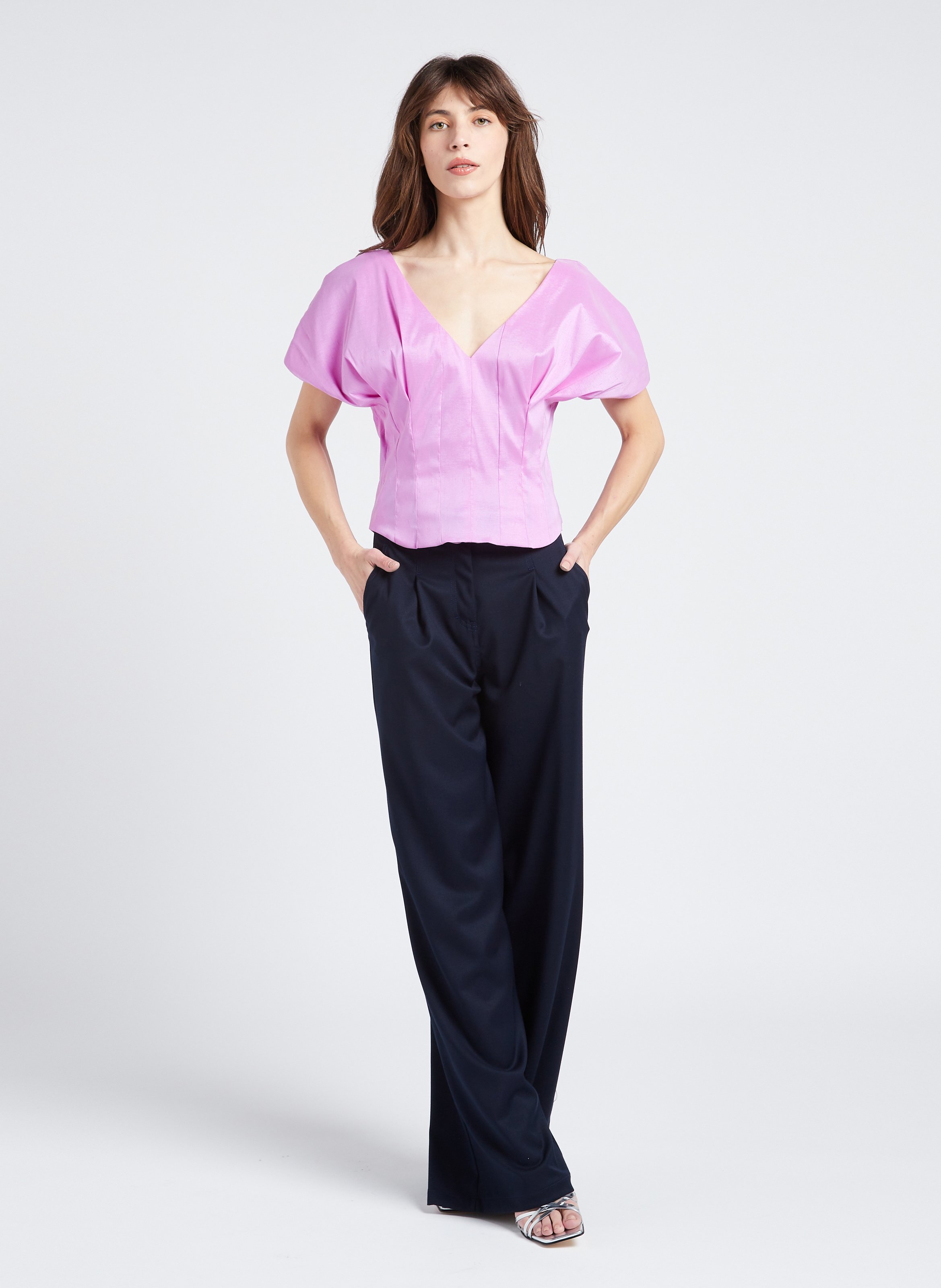 Weite Bundfaltenhose mit hohem Bund COLLECTORS CLUB Blau