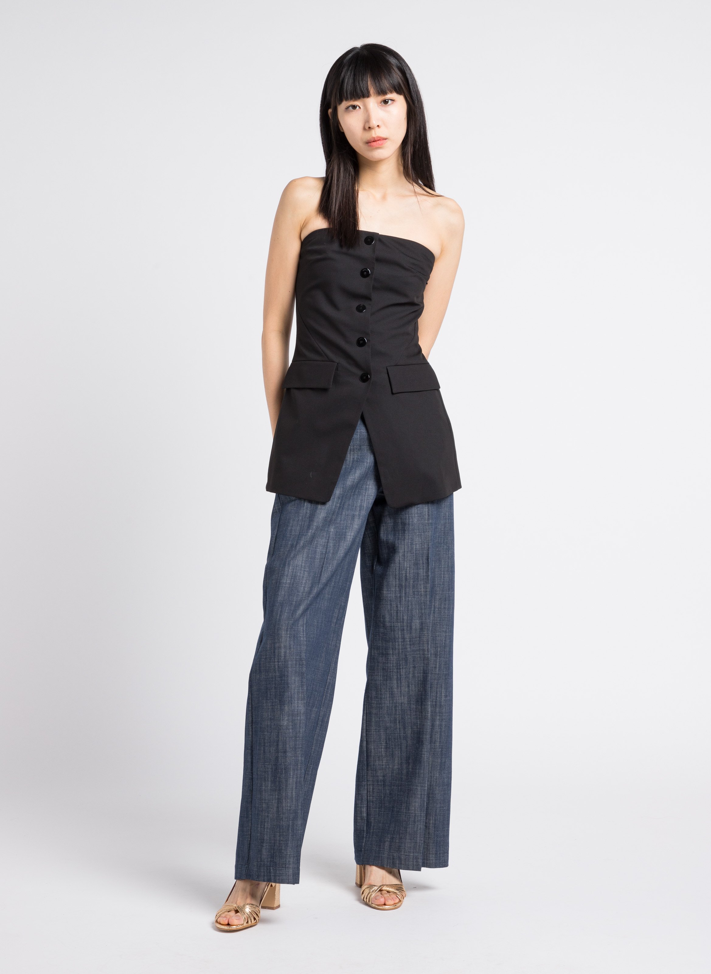 Jeans aus Baumwoll-Popeline im Lagen-Look IMPERIAL Blau