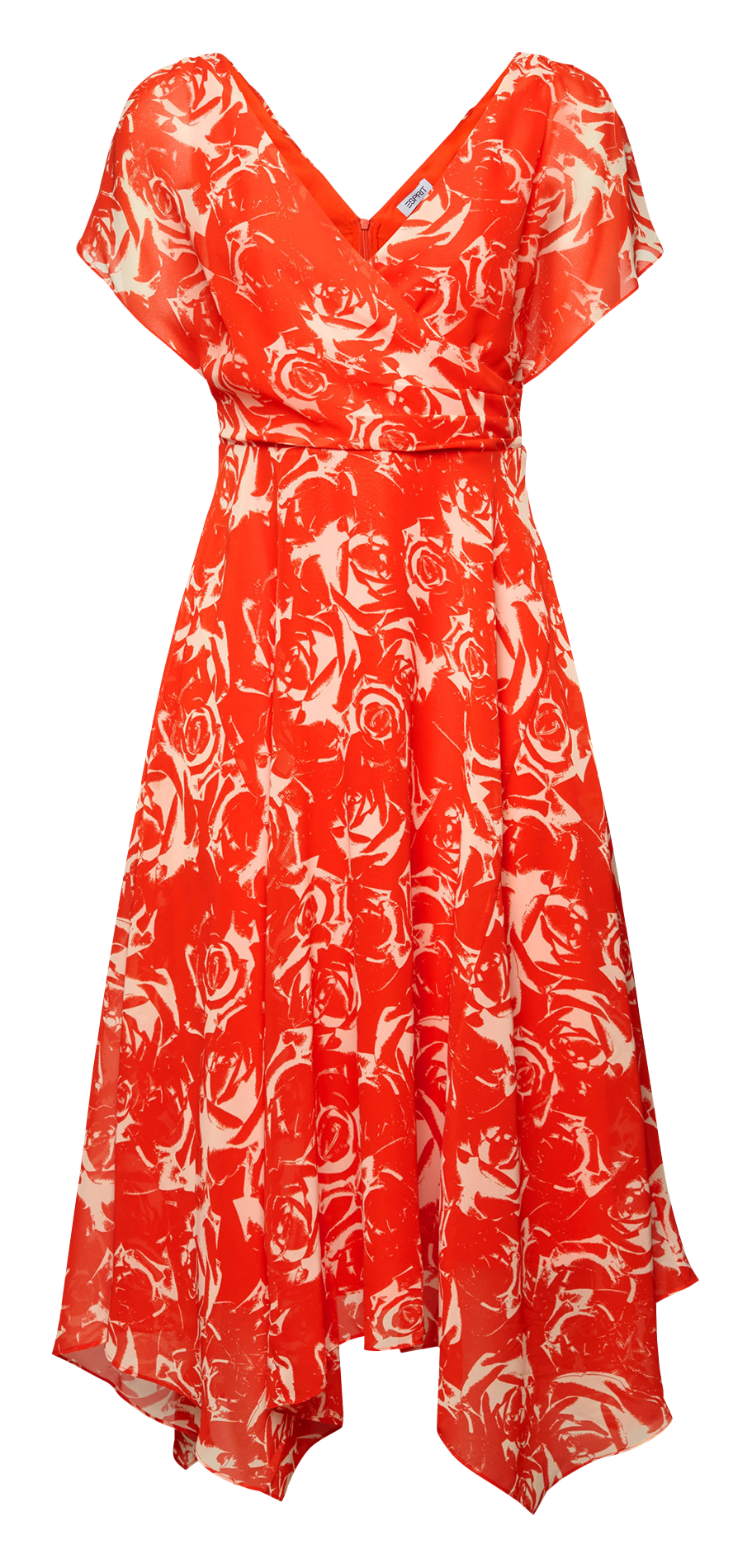 Printed V-neck midi dress ESPRIT Orange
