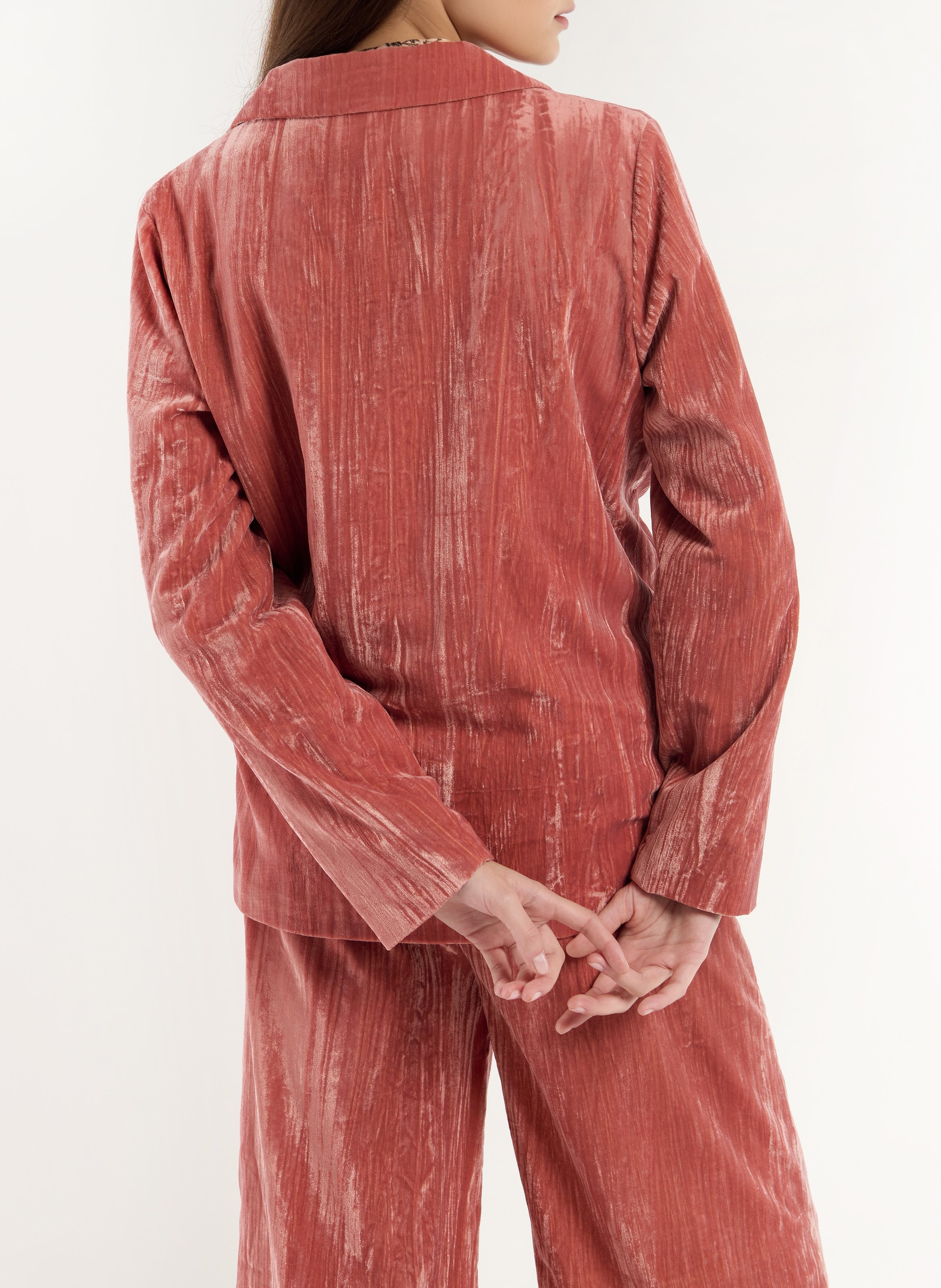 Blazer mit geradem Schnitt in Samtoptik WILD Rosa