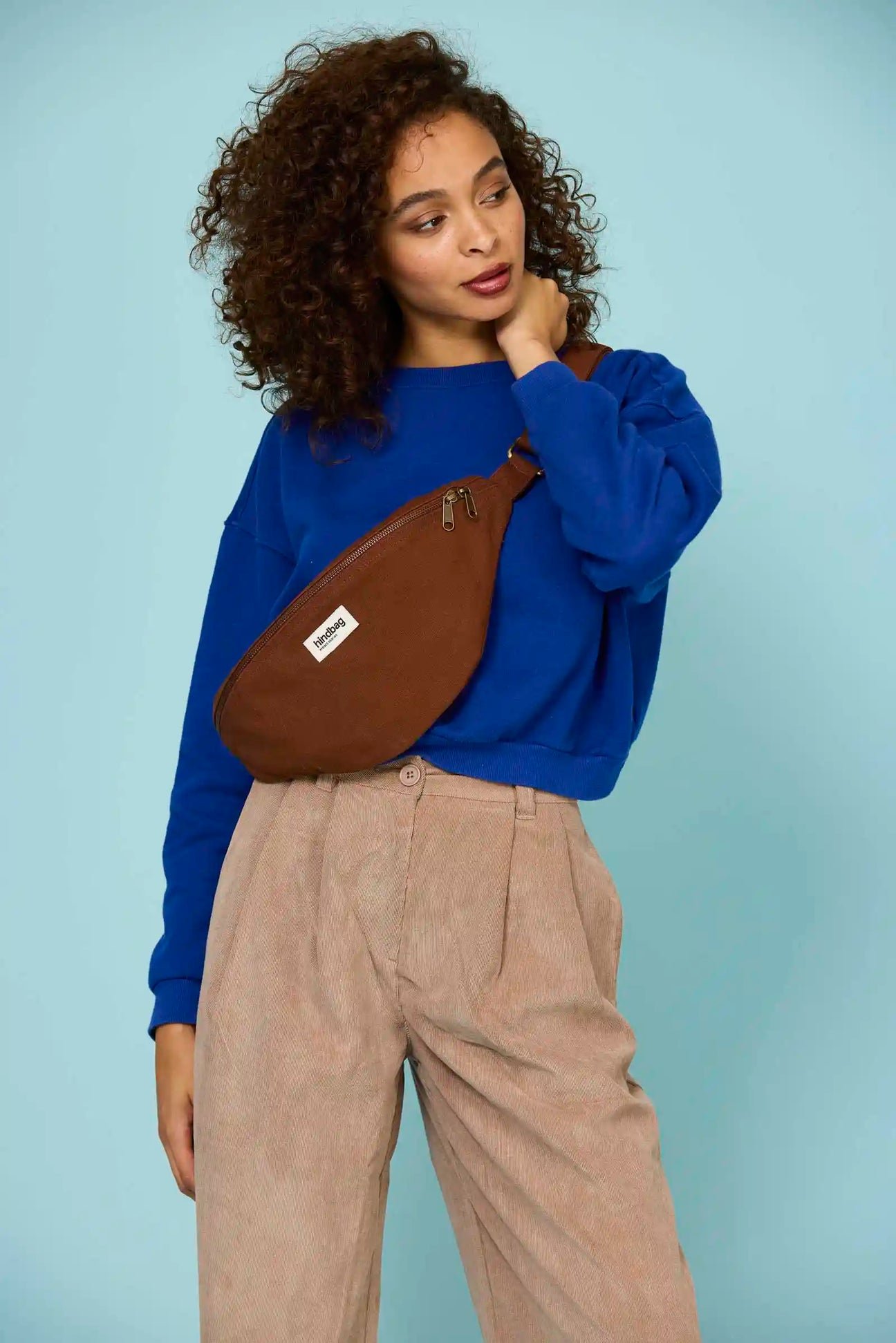 Cotton waist bag Brown