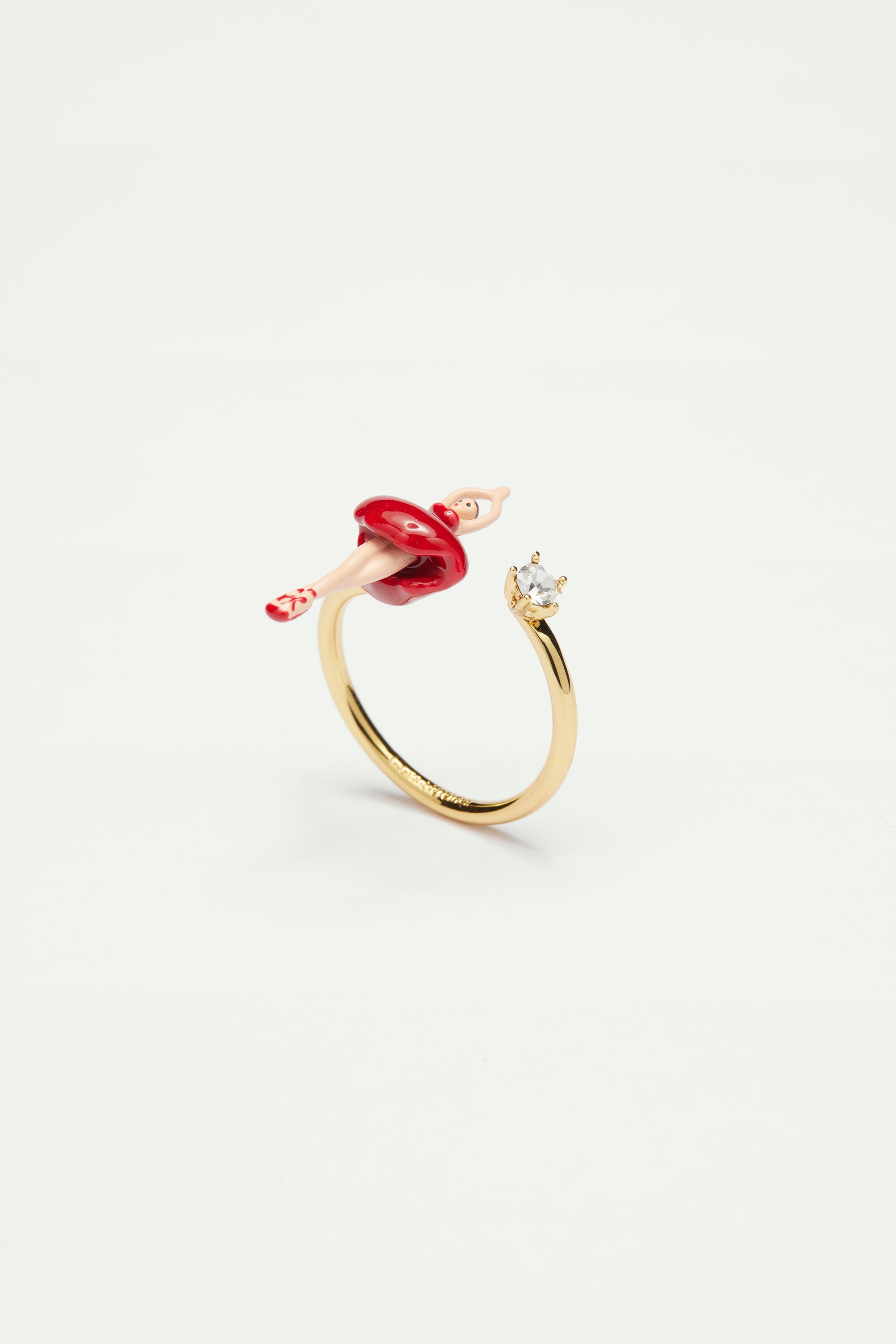 Adjustable ring with mini ballerina in tutu LES NEREIDES Red