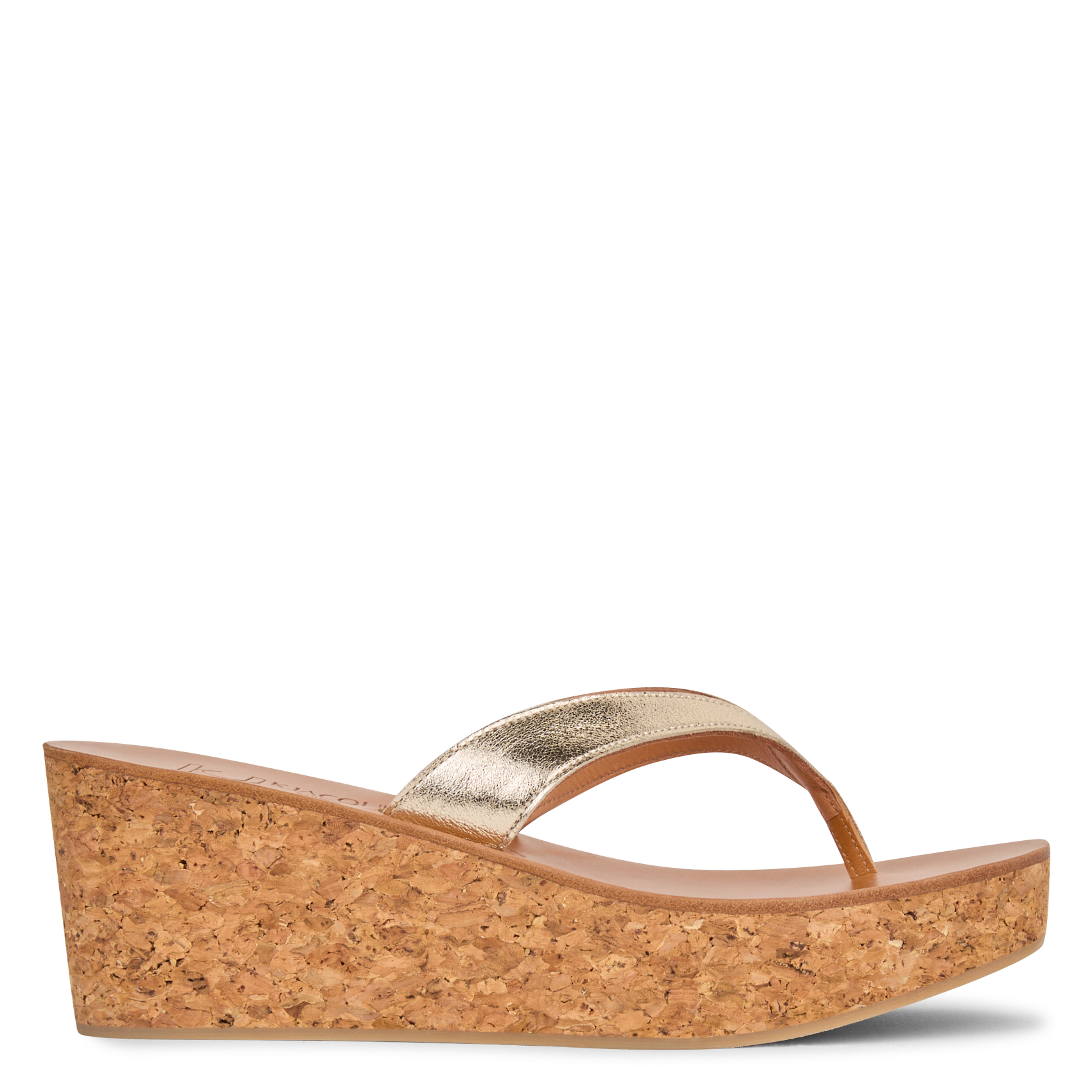 Sandales hautes compensées métallisées en cuir K JACQUES Doré