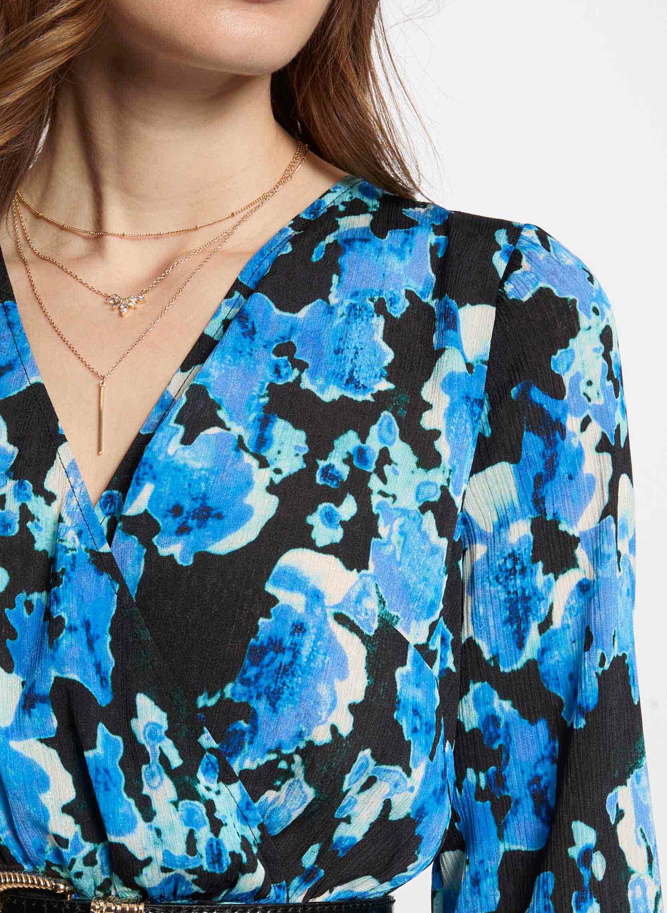 Robe longue cintrée imprimée MORGAN Bleu