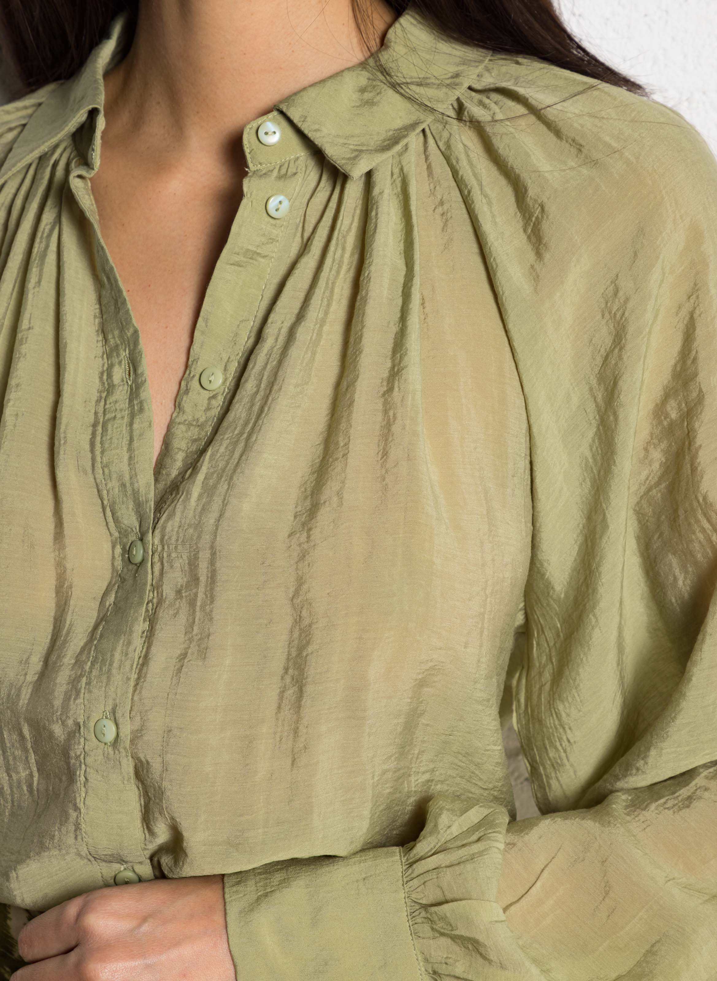 Pleated oversized shirt VILA Green