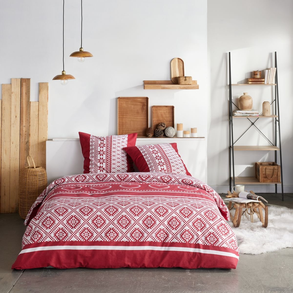Printed cotton bed set TODAY LINGE DE MAISON Red