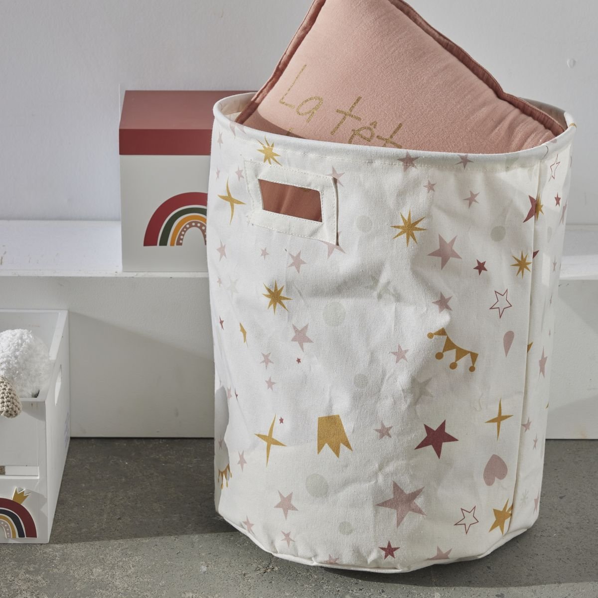 Round storage basket FACTORY White