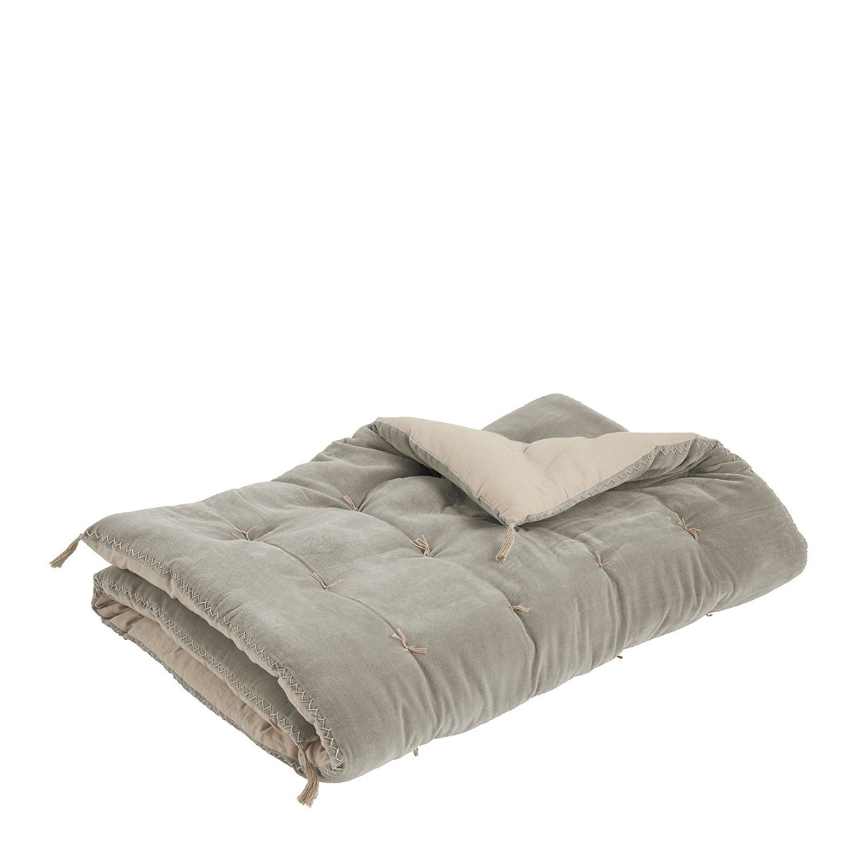 Matteo cotton and linen velvet futon - 180 x 80 cm - grey BLANC D'IVOIRE Grey
