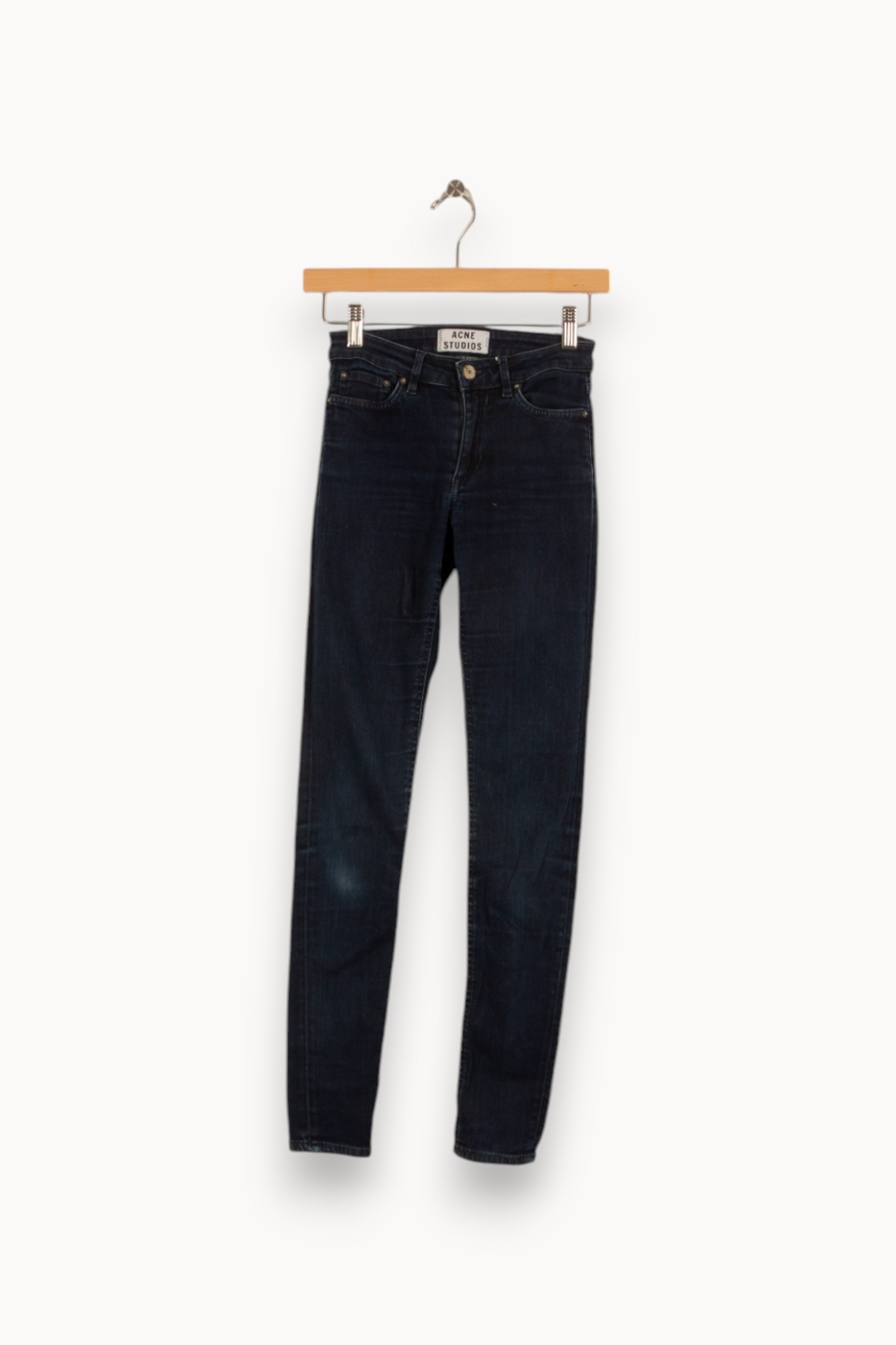 Cropped slim jeans with studs ACNE STUDIOS - Seconde Main Blue