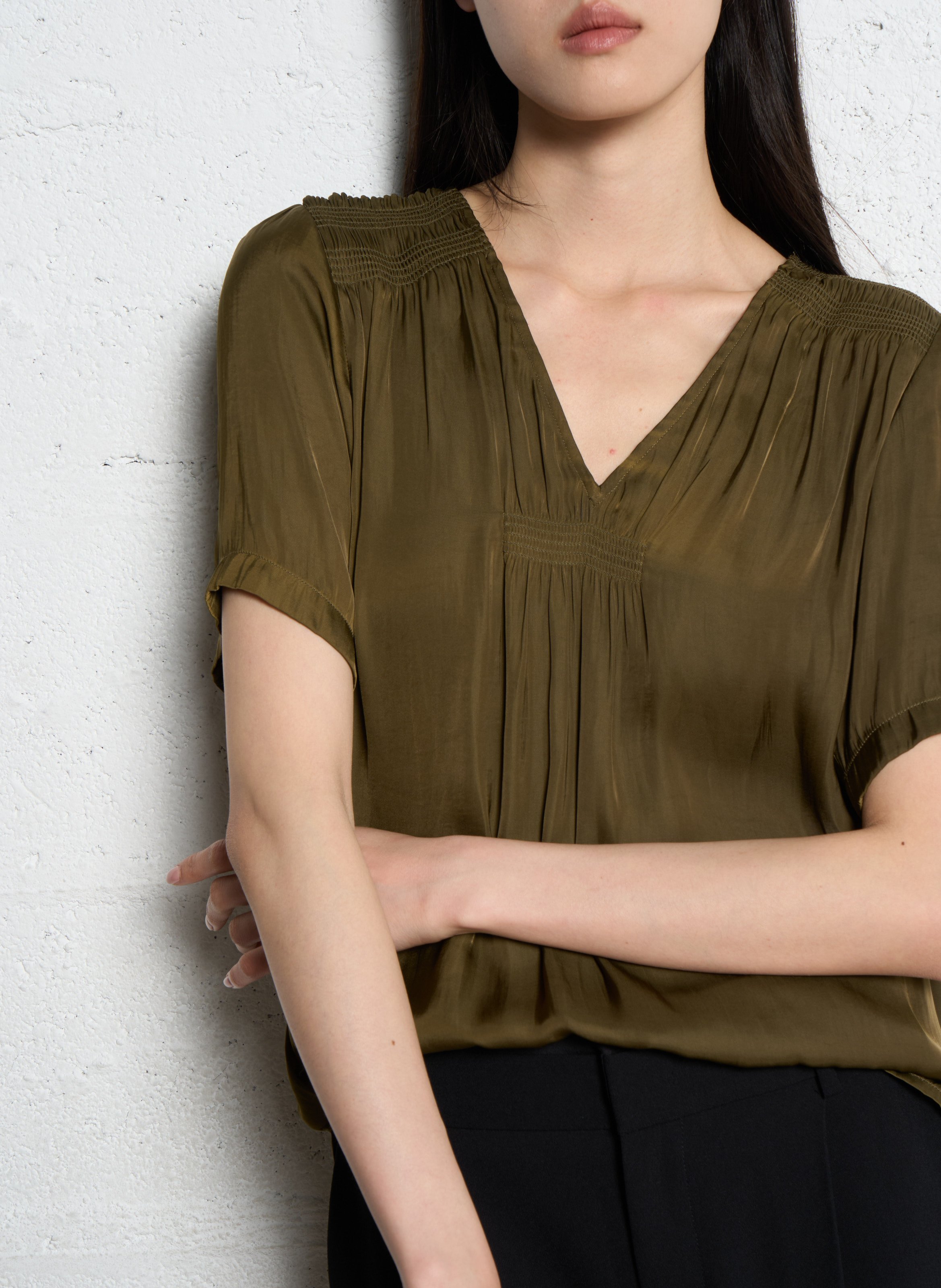 Oversized satin top IKKS Khaki
