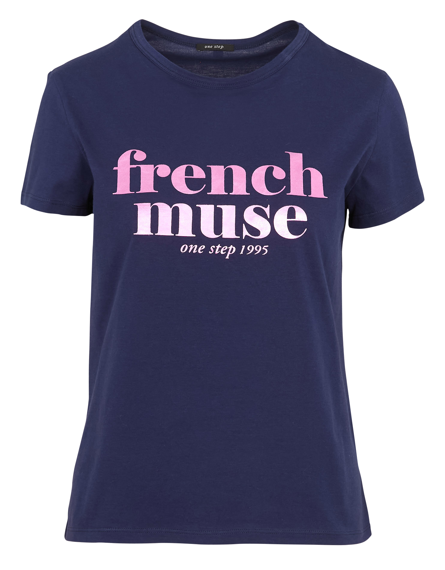 Straight cotton T-shirt ONE STEP Blue