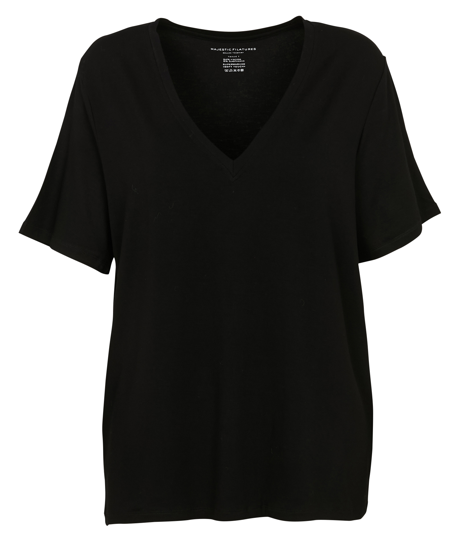 Tee-shirt col V  MAJESTIC FILATURES Noir