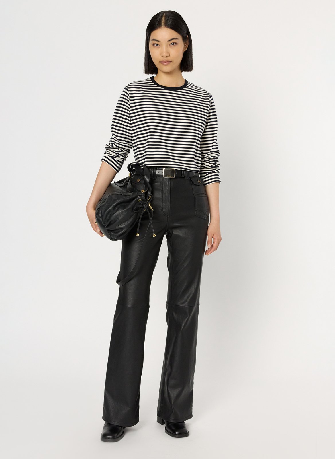 Tee-shirt col rond rayé en coton GERARD DAREL Beige