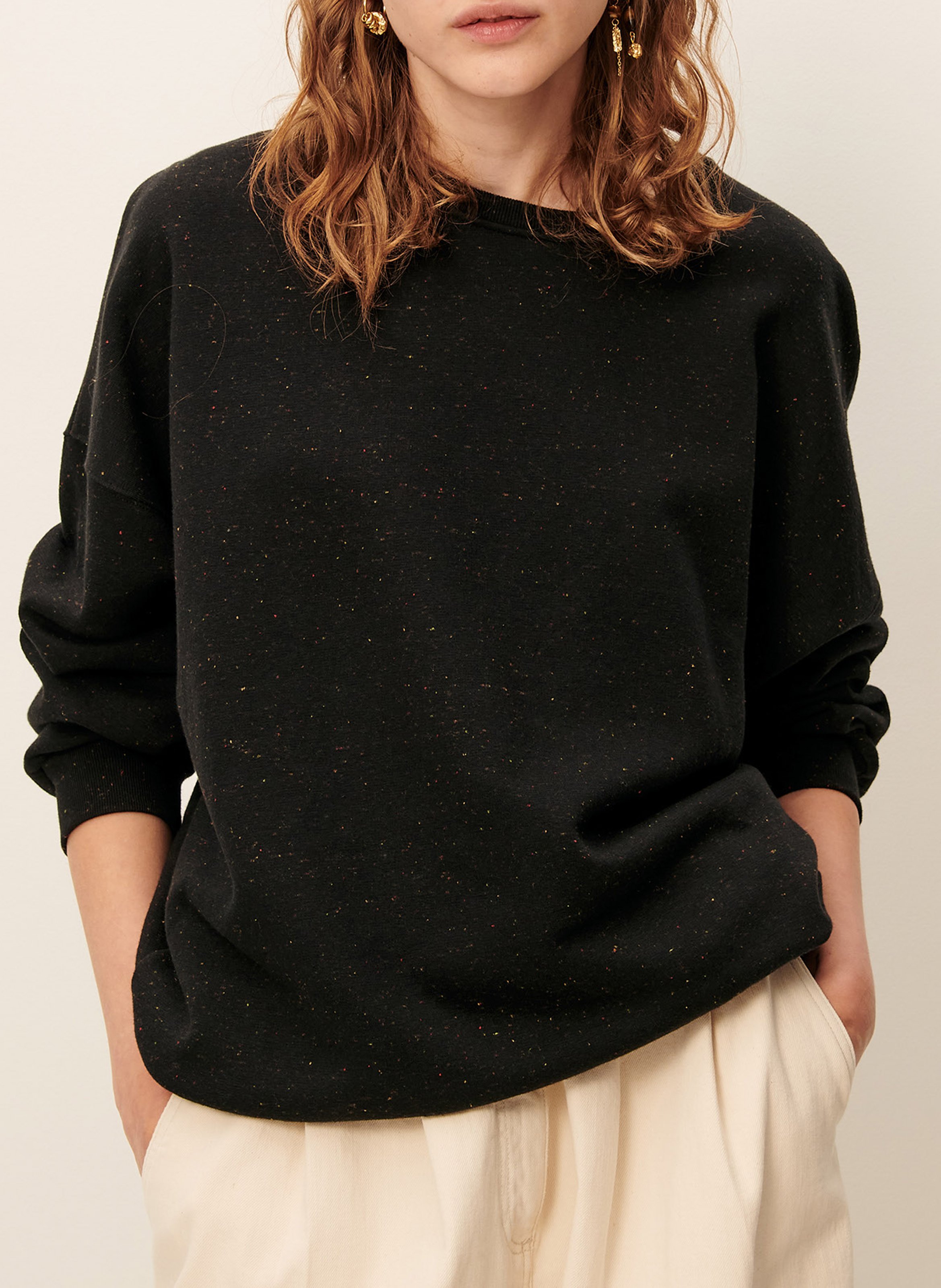 Round-neck cotton-blend sweatshirt SESSUN Black