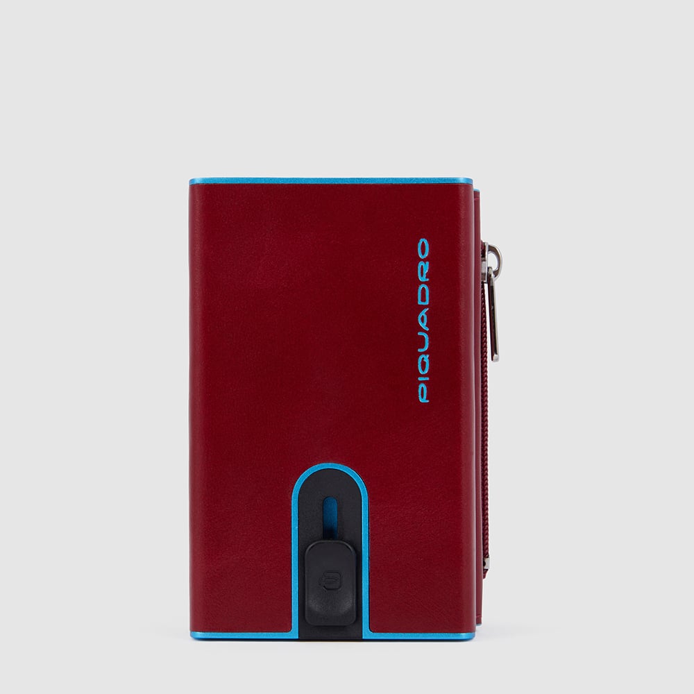 Wallet with sliding system and coin pocket PIQUADRO Red
