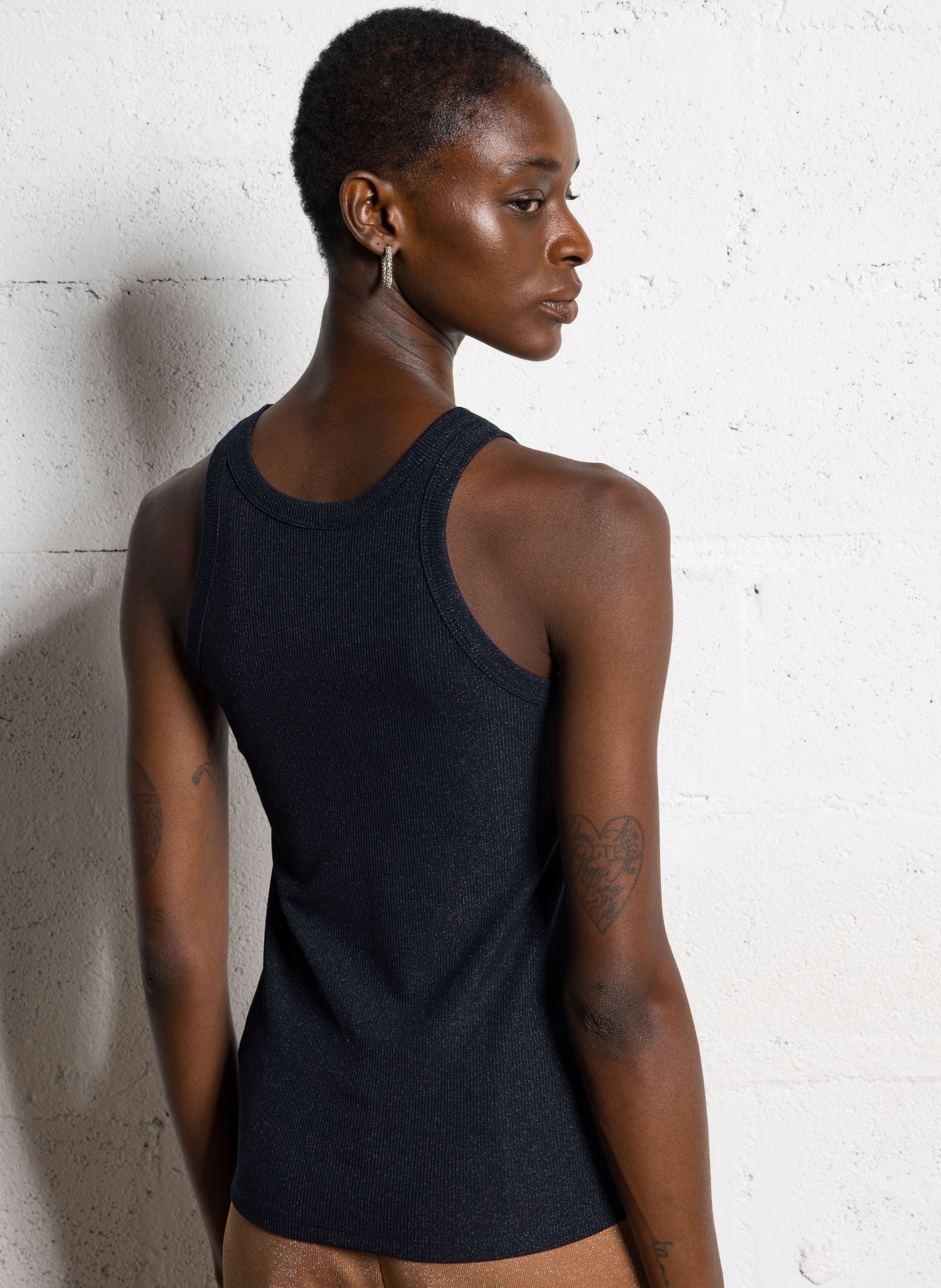 Round-neck glitter tank top IMPERIAL Blue