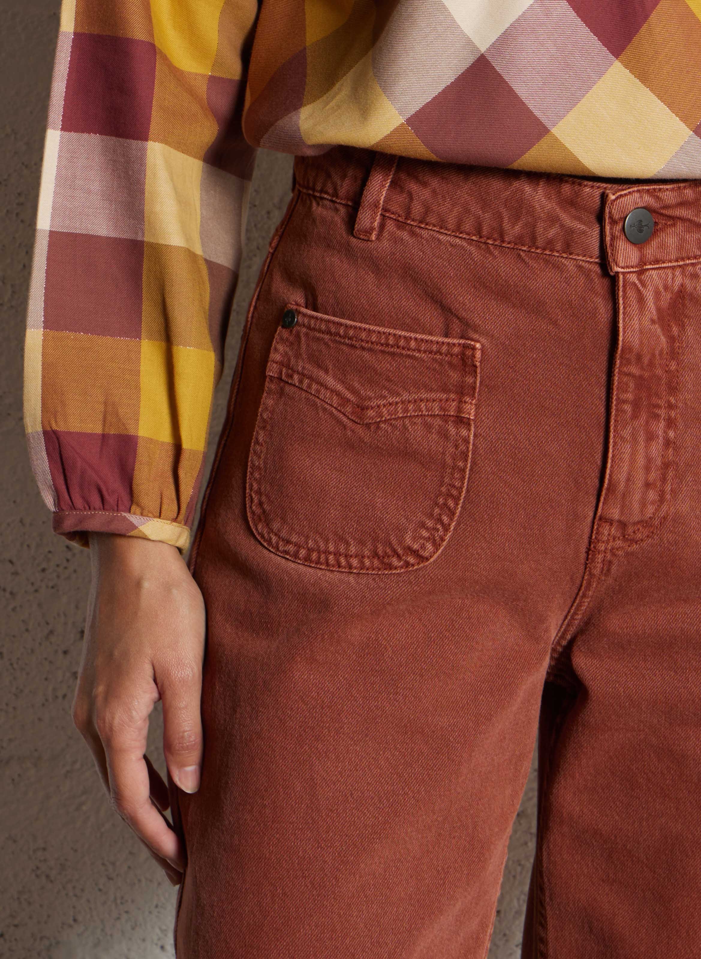 Wide leg cotton jeans ONE STEP Brown