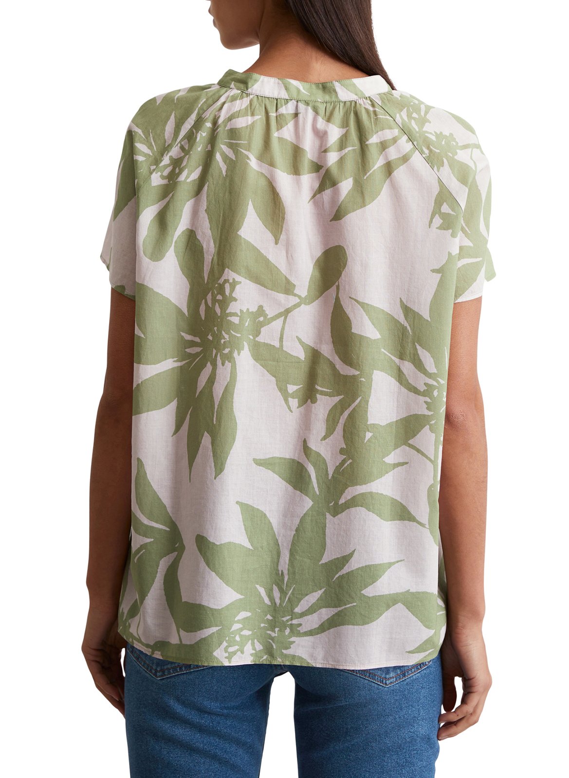 Blusa de algodón con cuello de pico MARC O'POLO Multicolor