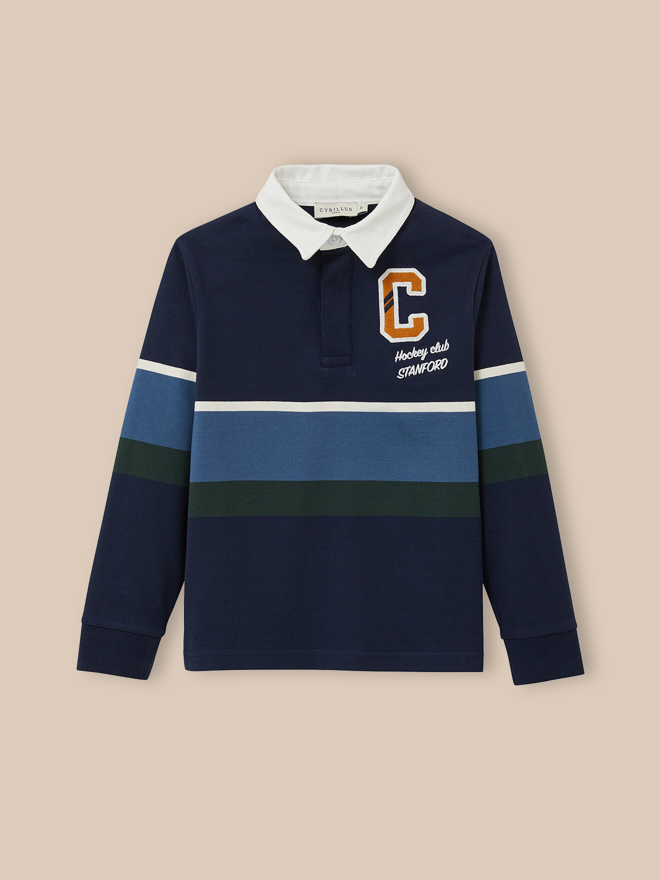 Striped organic cotton rugby shirt CYRILLUS Blue