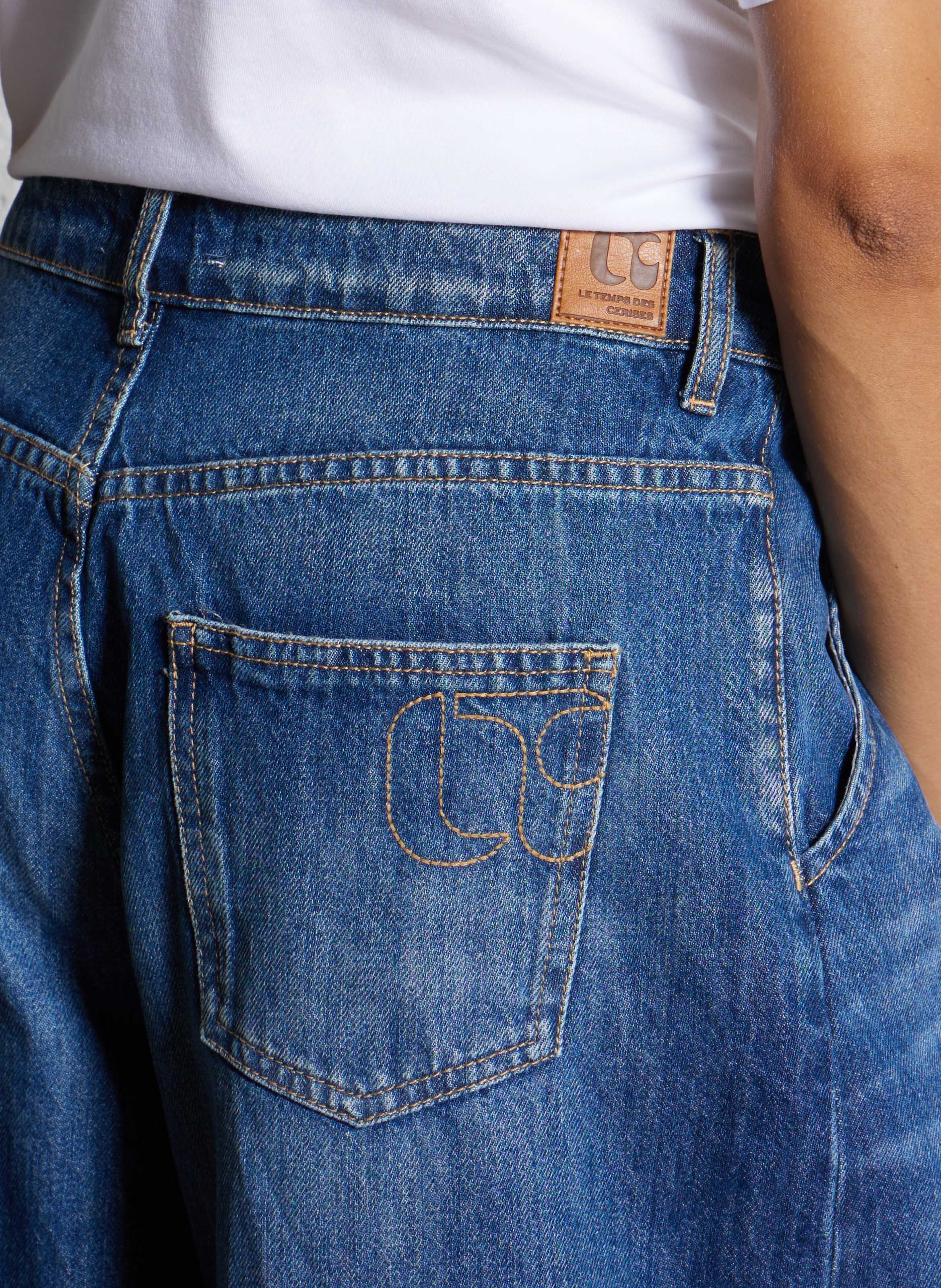 Jean large en coton LE TEMPS DES CERISES Bleu