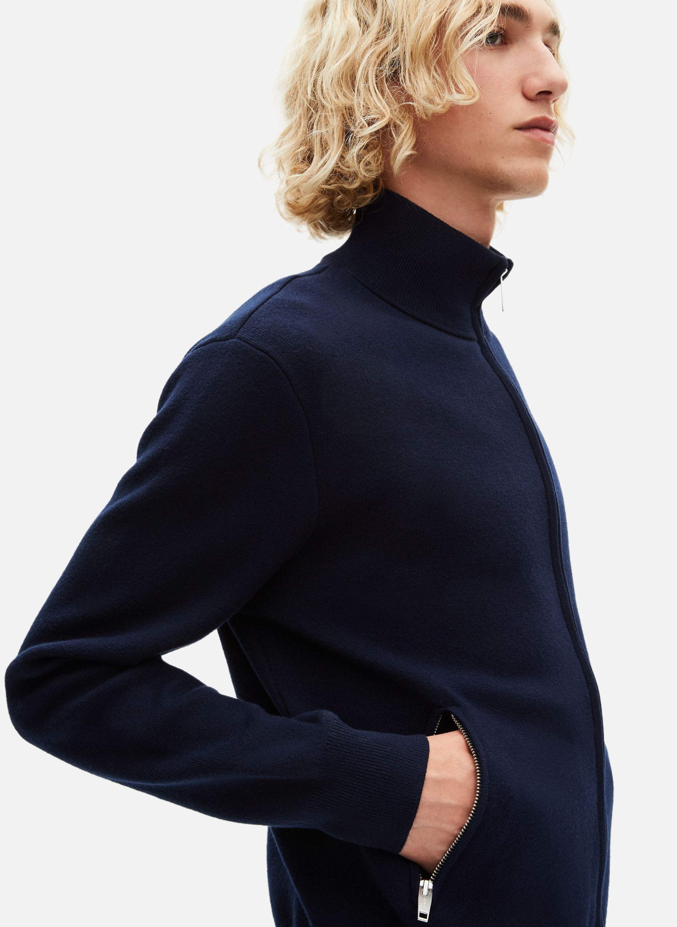 Double-faced zip-up cardigan THE KOOPLES Blue