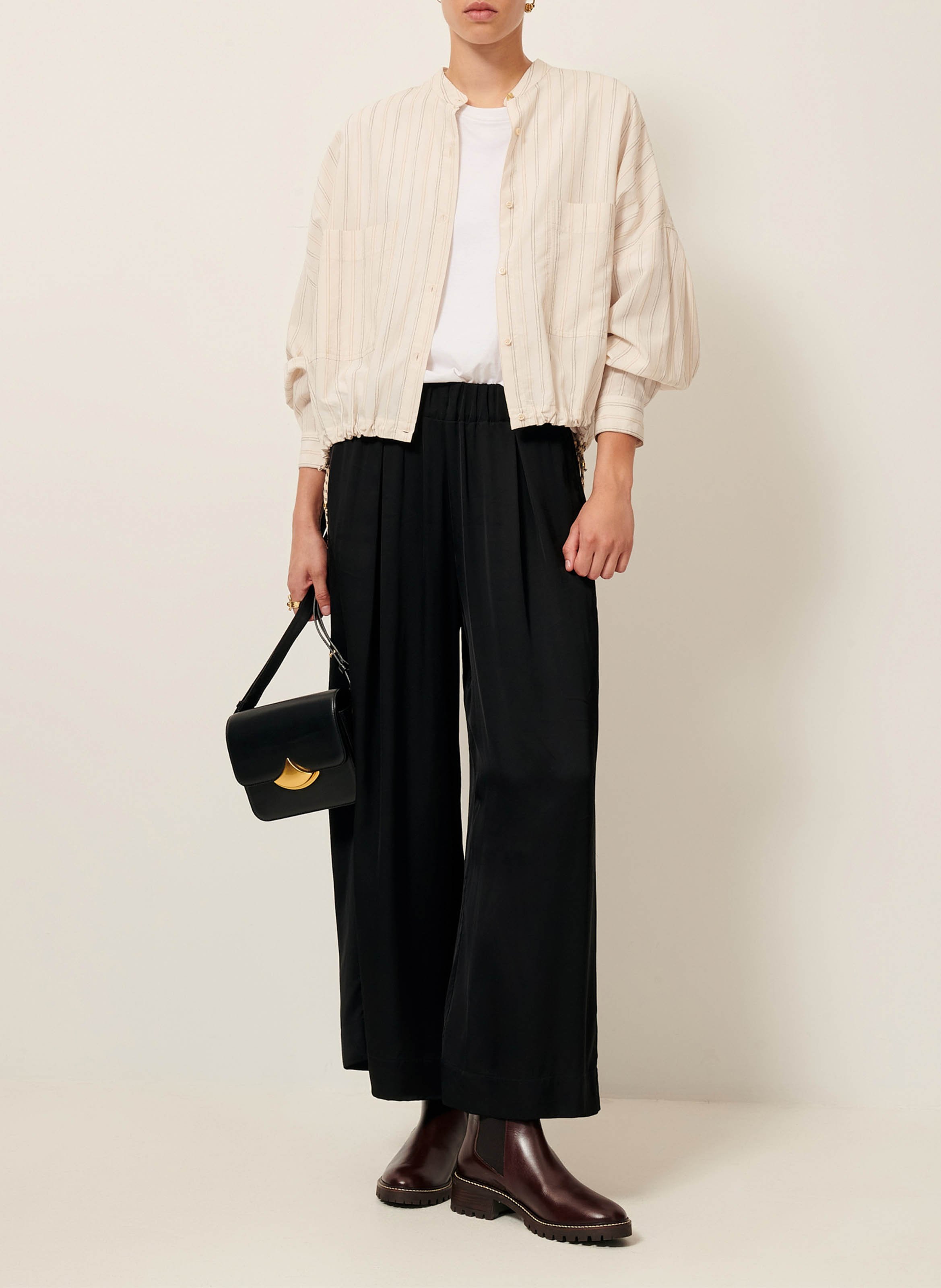 Pantalon large taille haute fluide SESSUN Noir