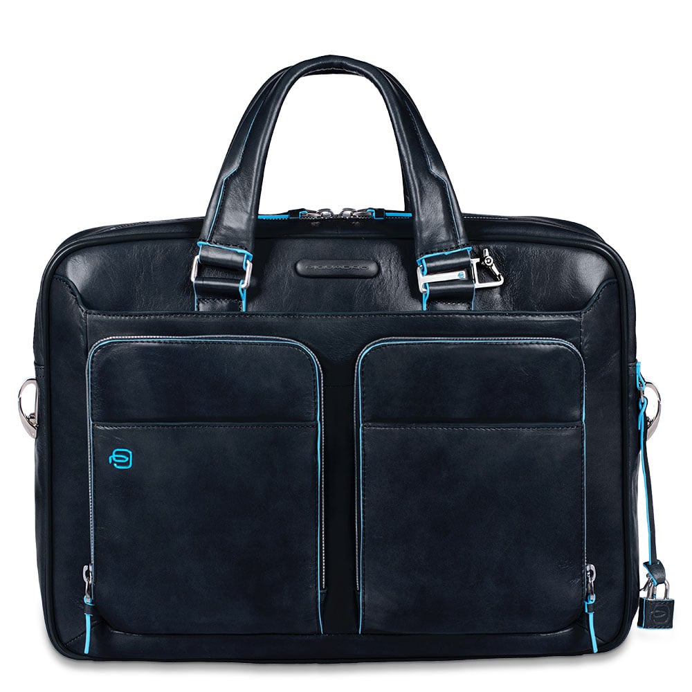 Grained faux leather laptop bag PIQUADRO