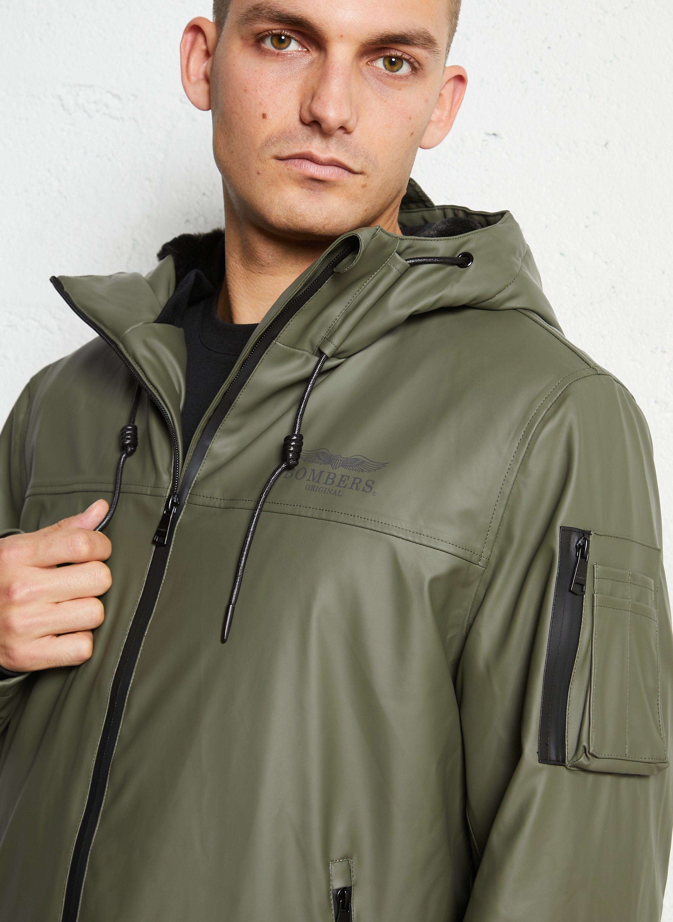 Veste droite zippée à capuche BOMBERS ORIGINAL Kaki