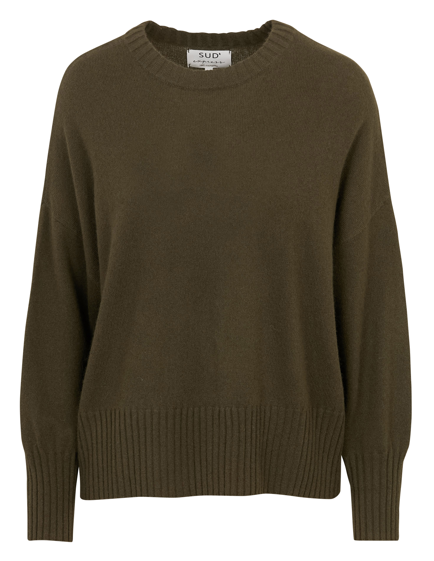 Pull oversize col rond en cachemire SUD EXPRESS Vert