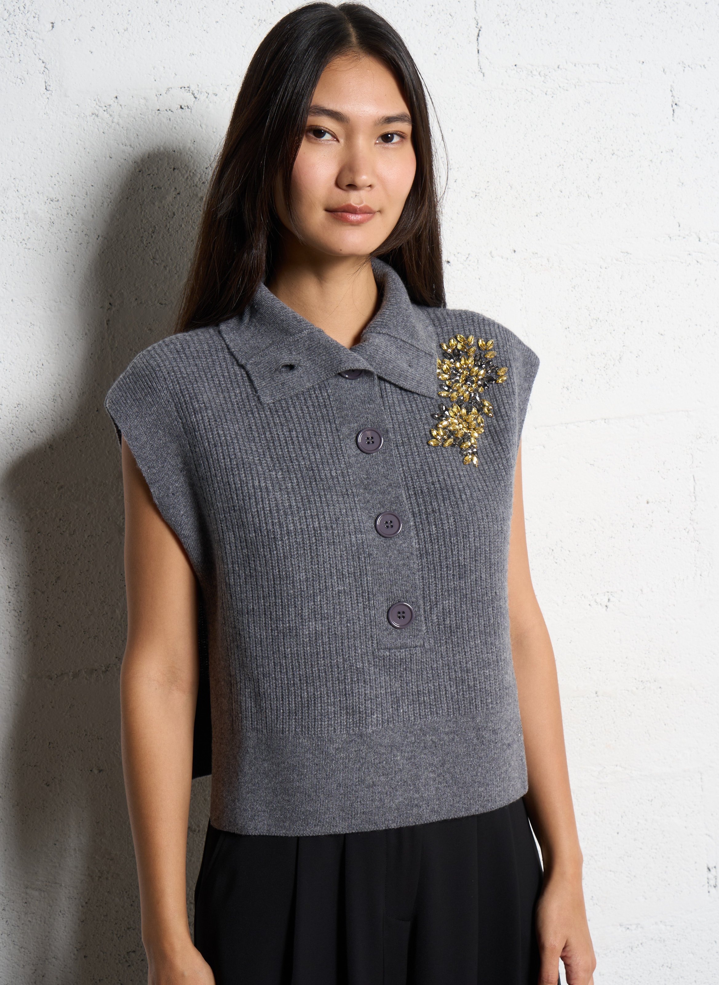 Oversize-Wollpullover mit Stehkragen LIU JO Grau