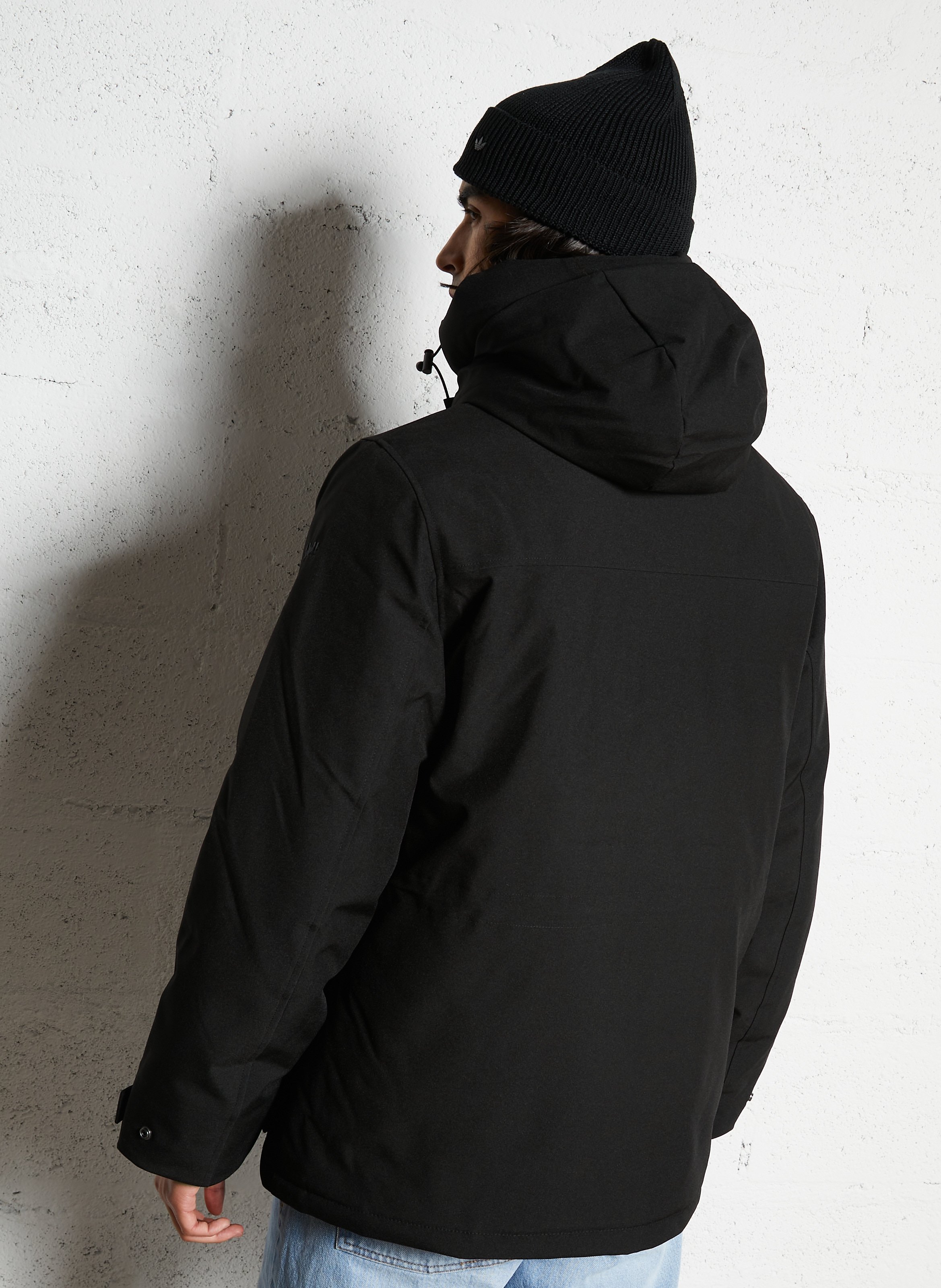 Parka à capuche droite à poches SCHOTT Noir