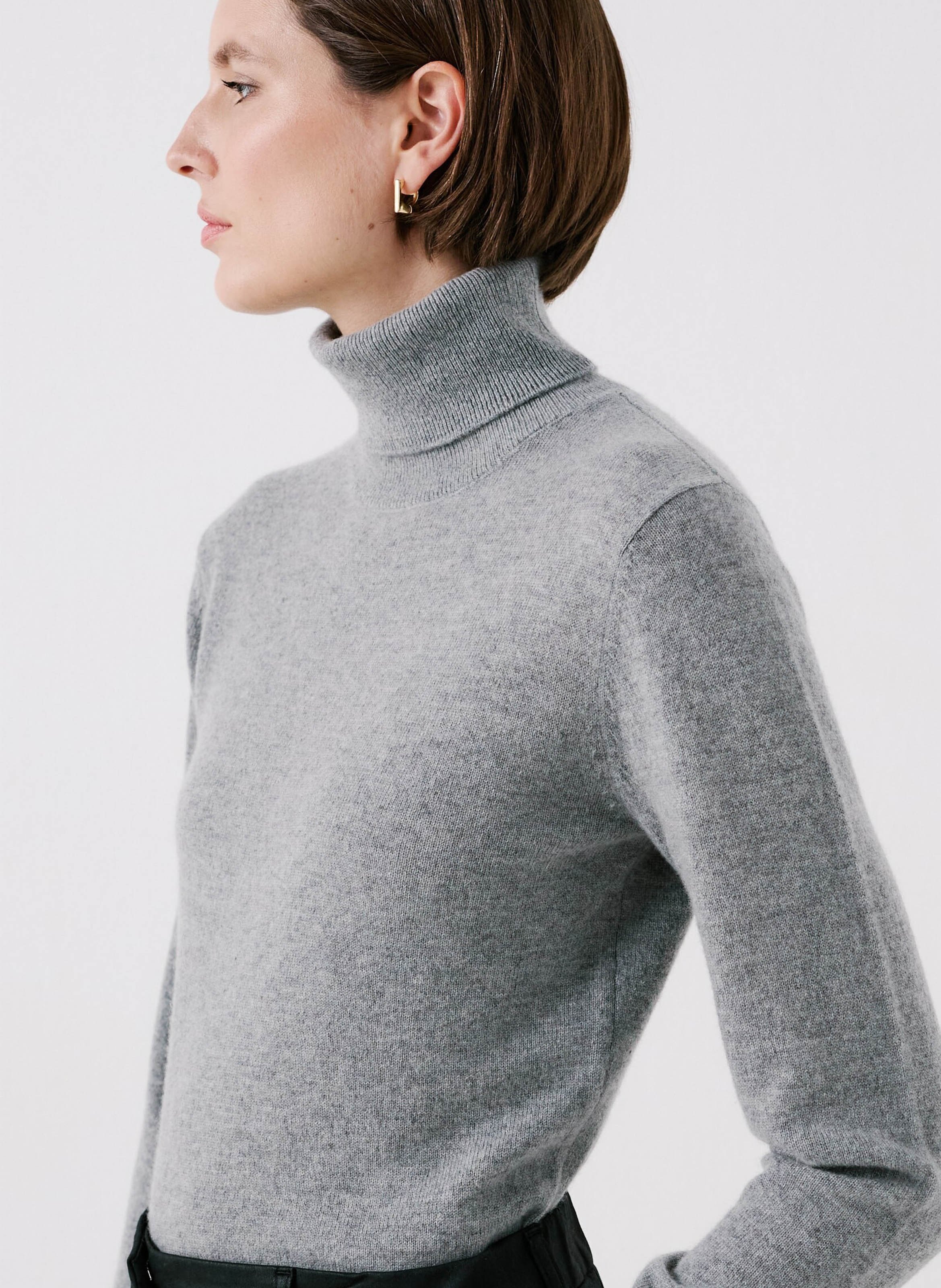 Cashmere straight-cut turtleneck sweater CAROLL Grey
