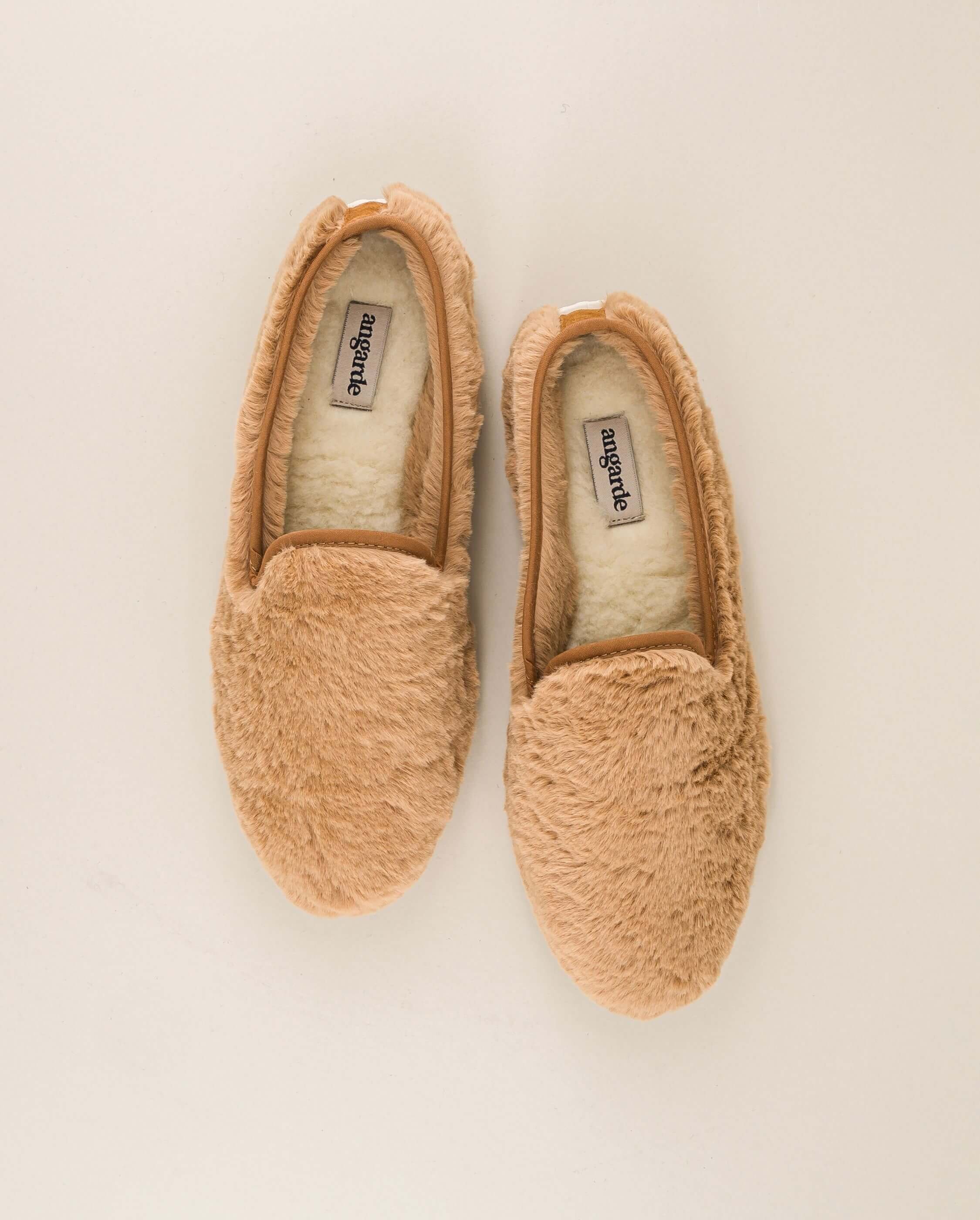 Women's vegan fur slipper, beige ANGARDE Brown