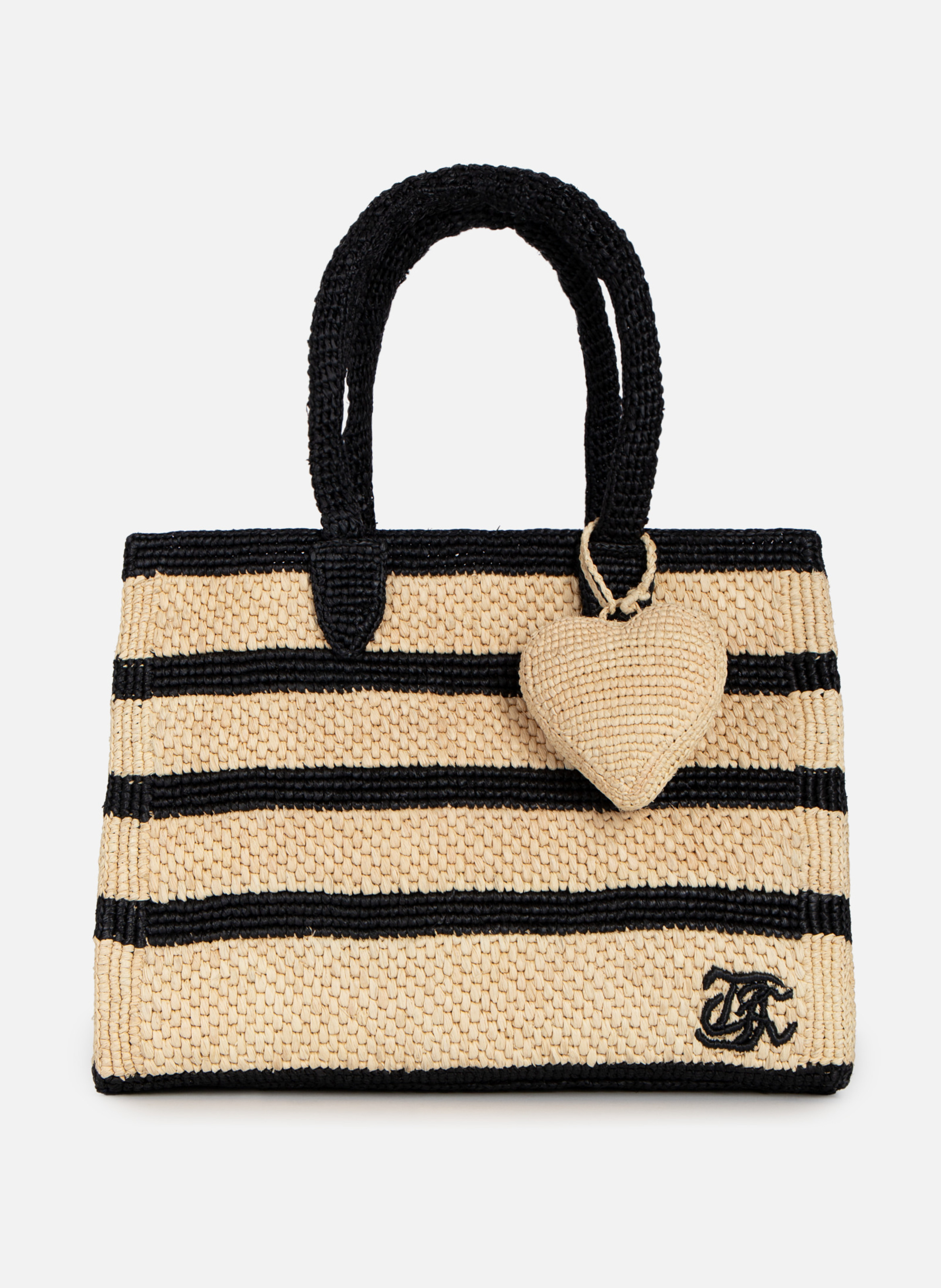 Raffia heart bag charm THE KOOPLES Beige