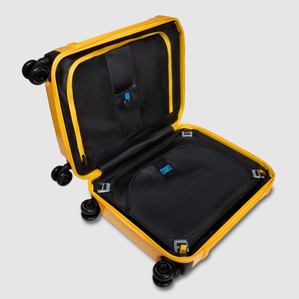 Cabin trolley suitcase with 4 wheels, TSA lock, and USB and USB type-C ports PIQUADRO Yellow