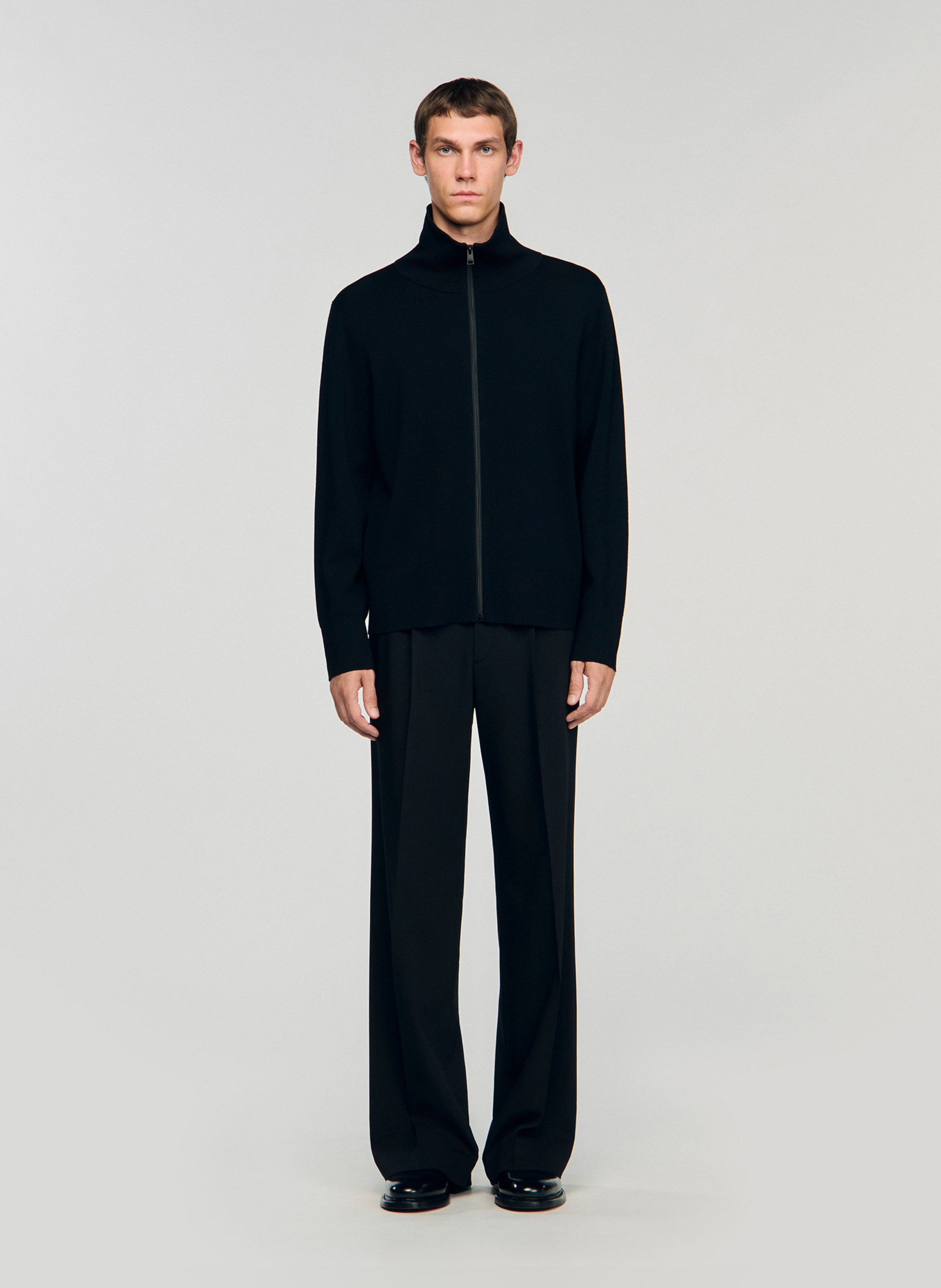 Gilet zippé en laine SANDRO Noir