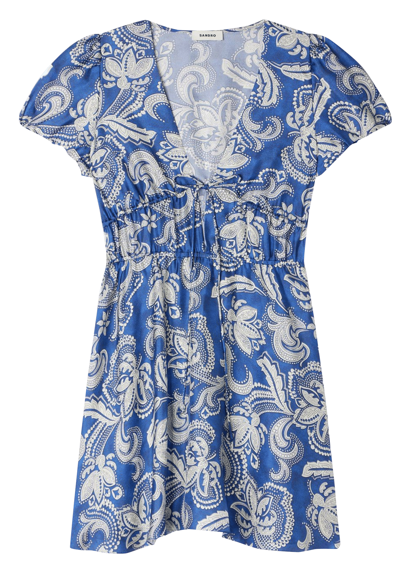 Robe courte col V imprimée SANDRO Bleu