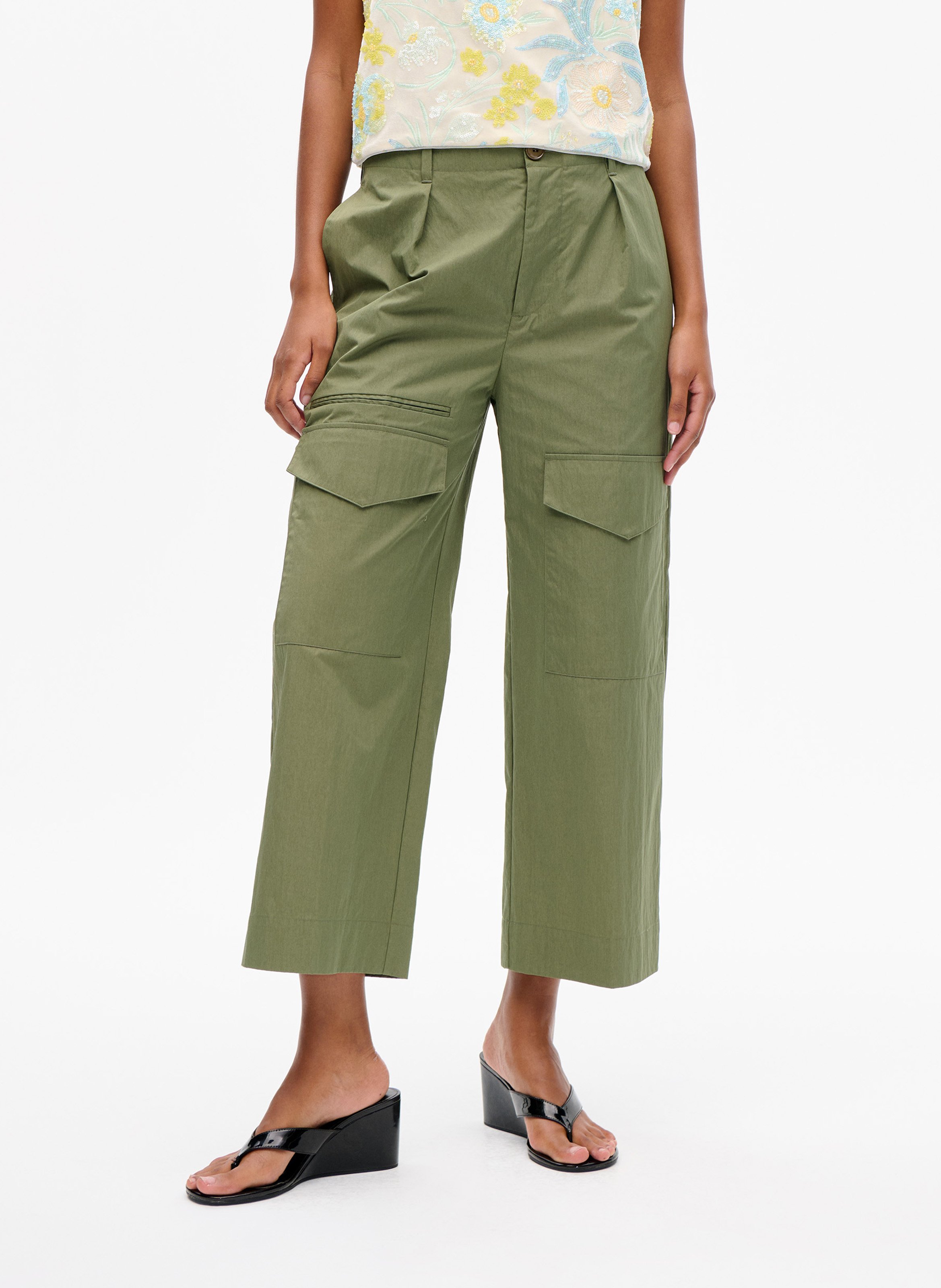 Wide-leg organic cotton-blend pants BAUM UND PFERDGARTEN Green