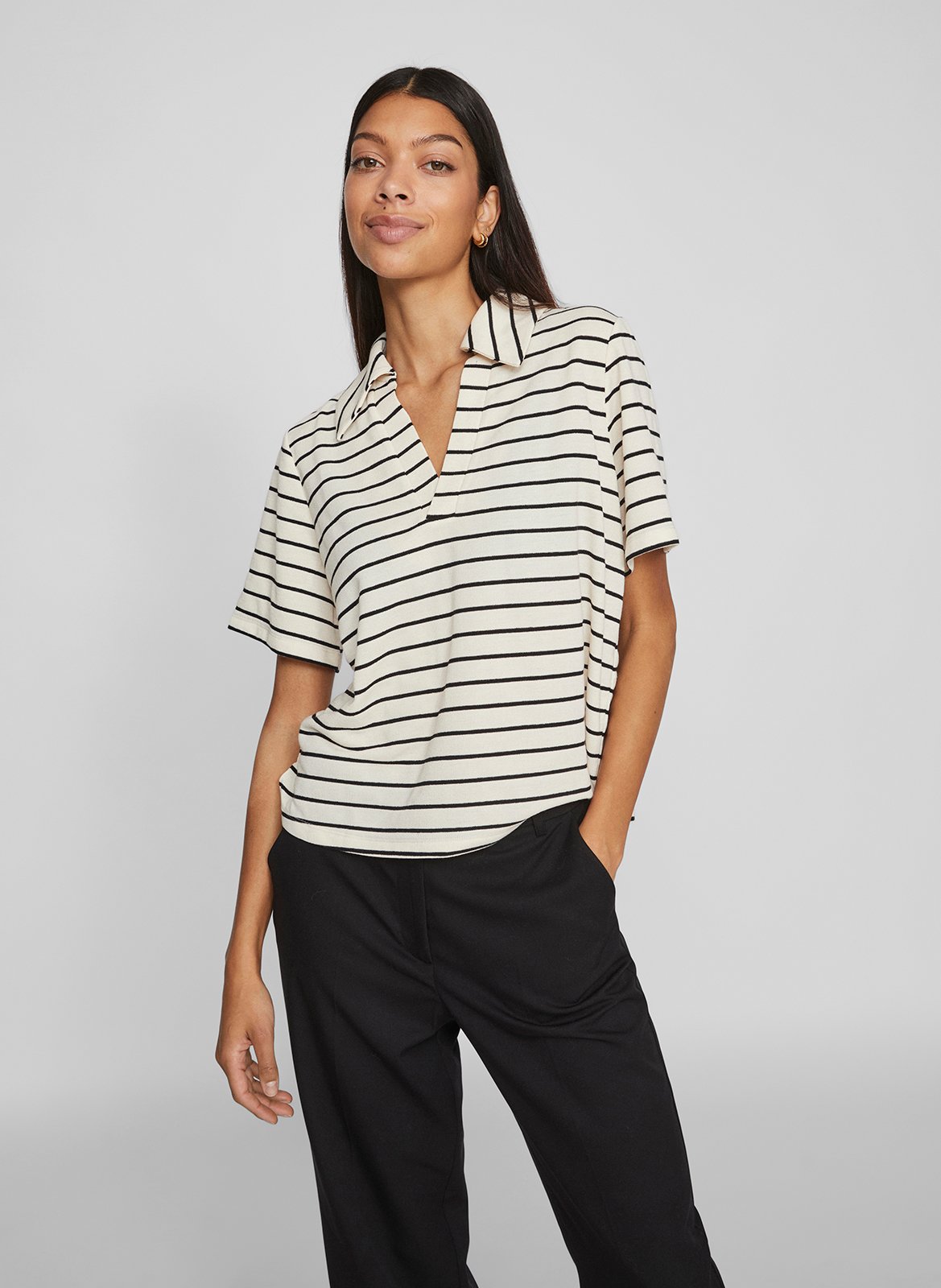 Top ample manches courtes rayé VILA Gris