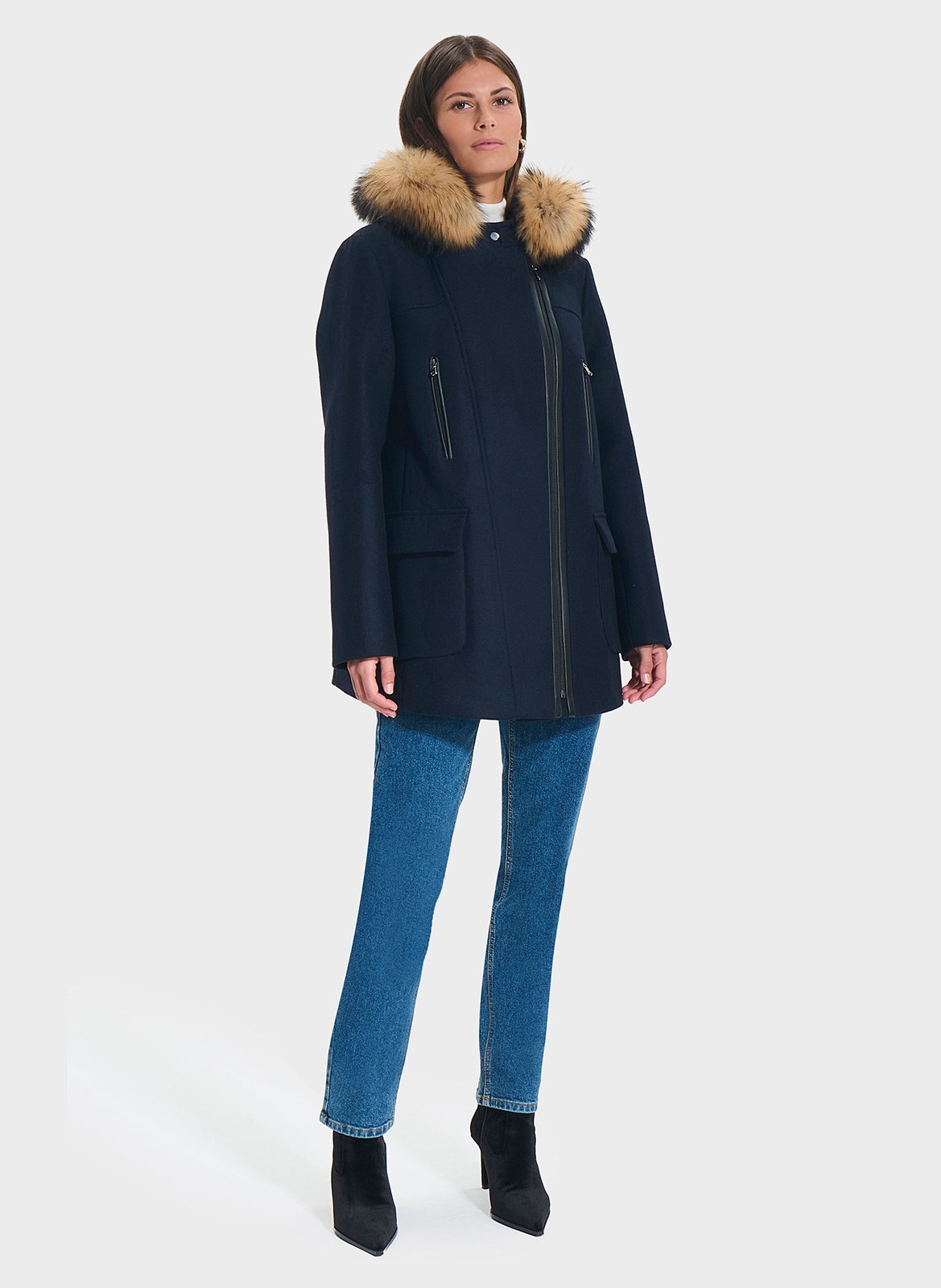 Manteau en laine mélangée ZAPA Bleu