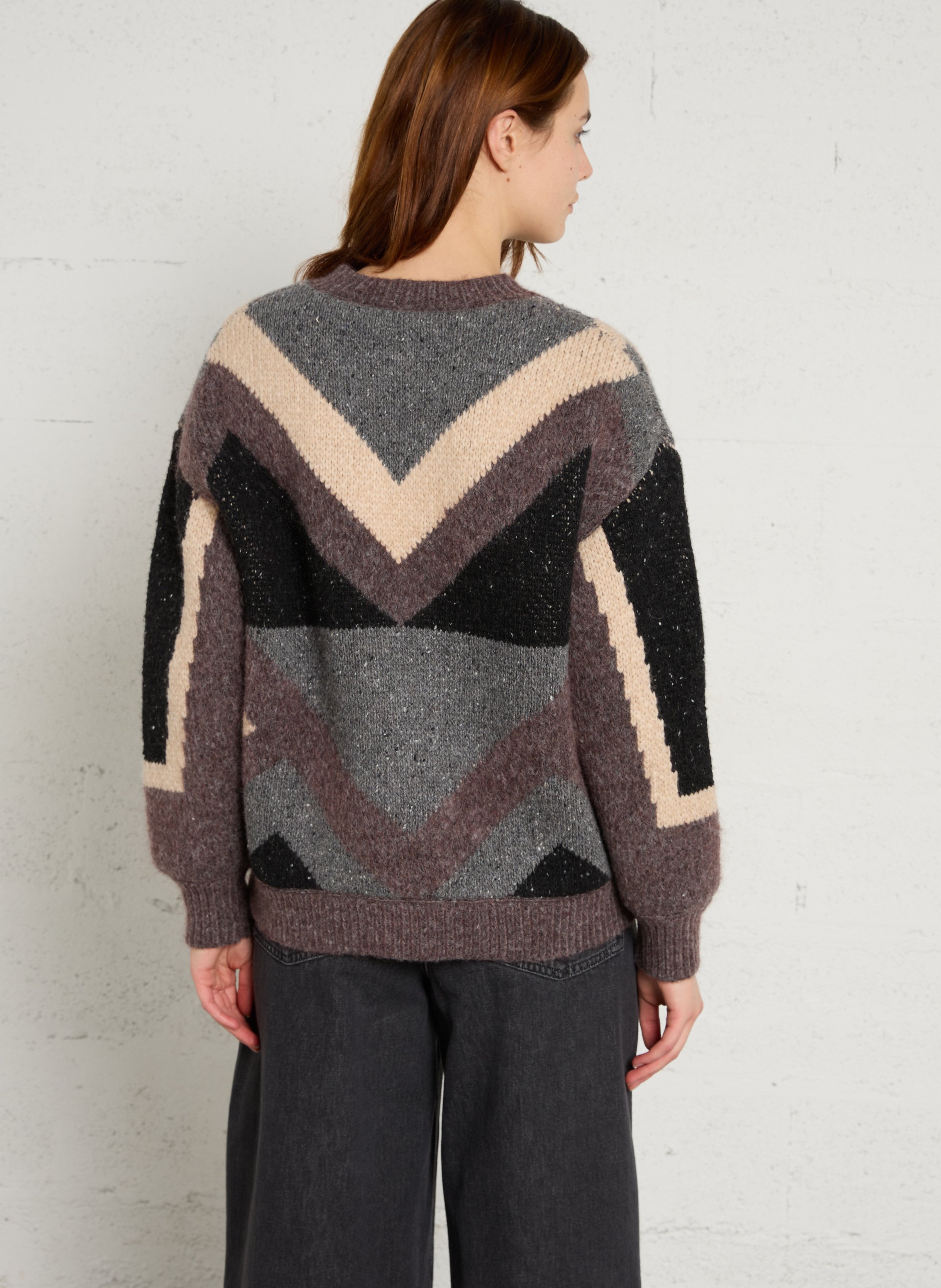 Veste oversize col rond en laine mélangée MAISON 123 Gris