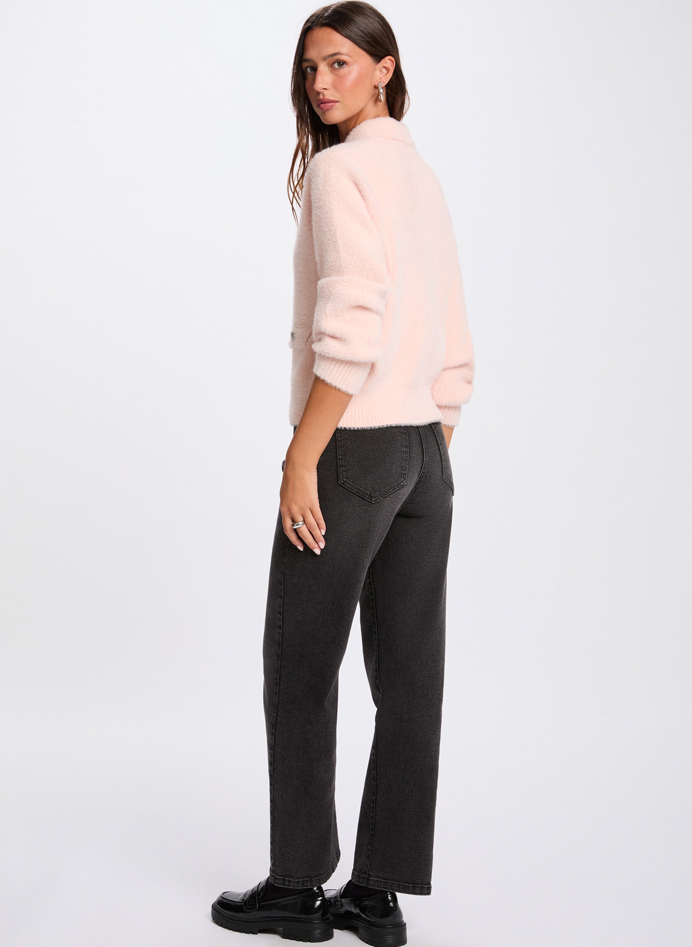 Gerader Knopfverschluss Cardigan uni MORGAN Rosa