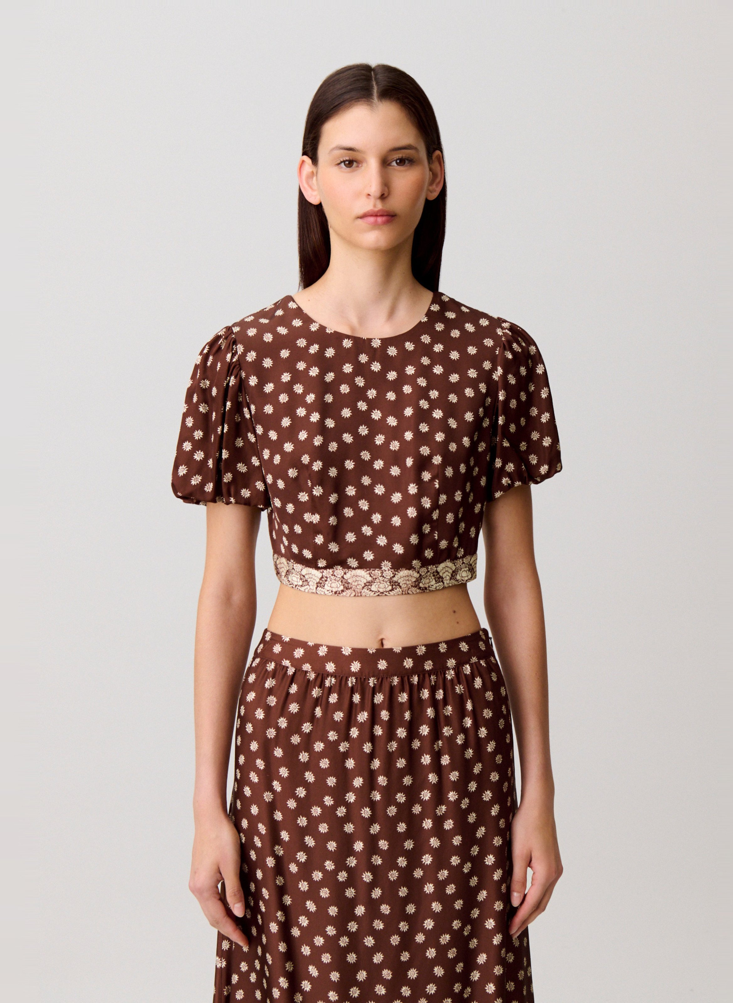 Straight printed round-neck top CLAUDIE PIERLOT Multicolored