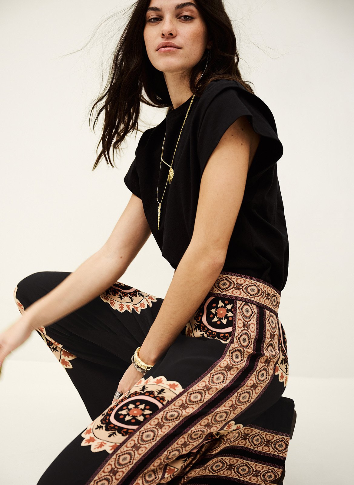 Azawood high-waisted wide-leg trousers BA&SH Black