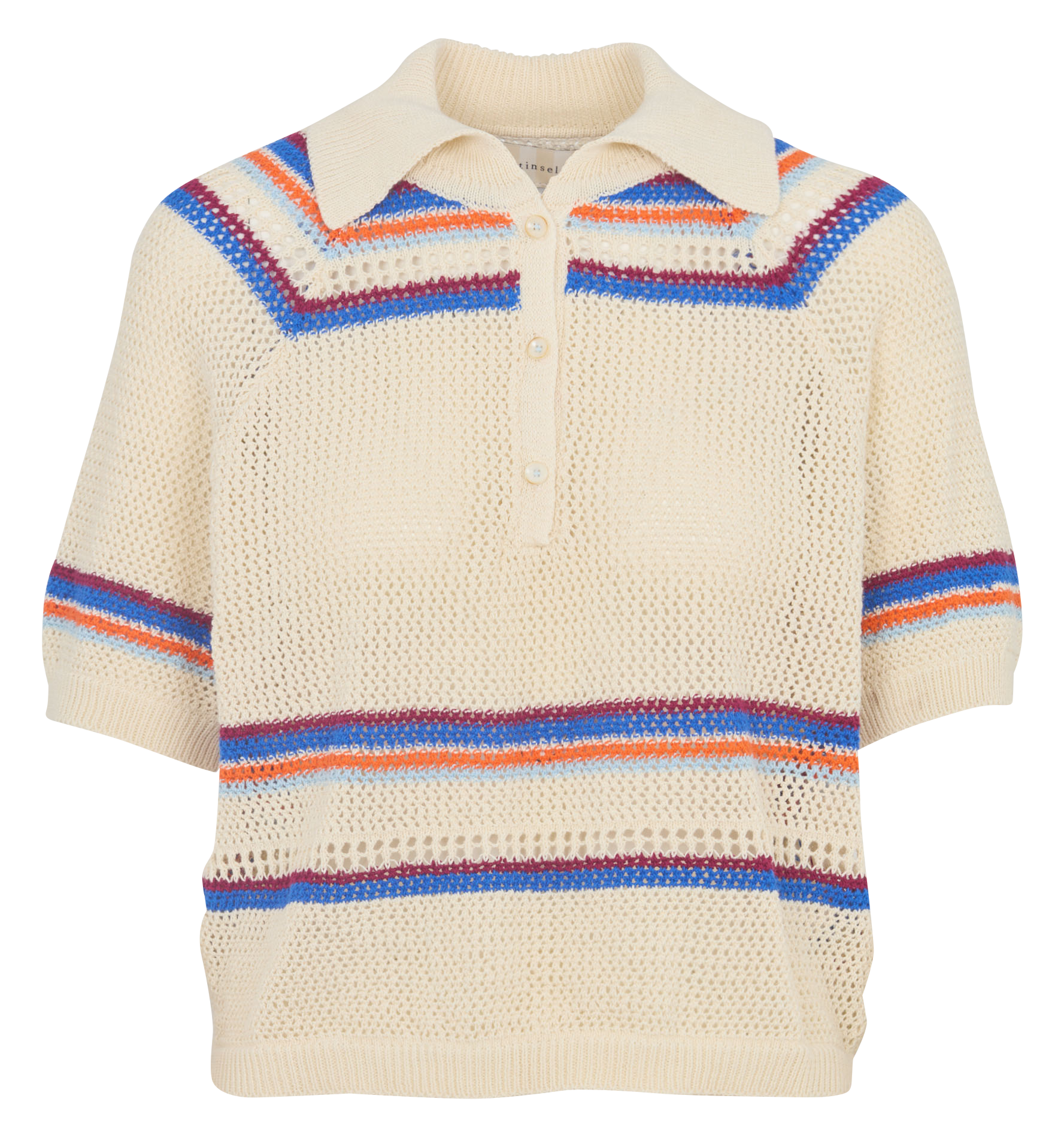 Knitted cotton polo TINSELS Beige
