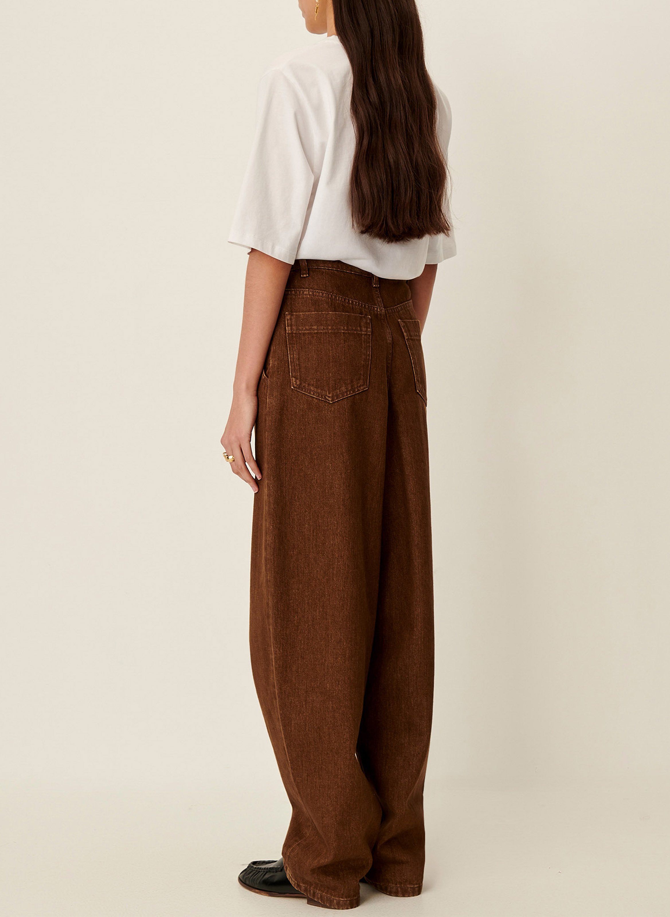 Wide round plain trousers SESSUN Brown