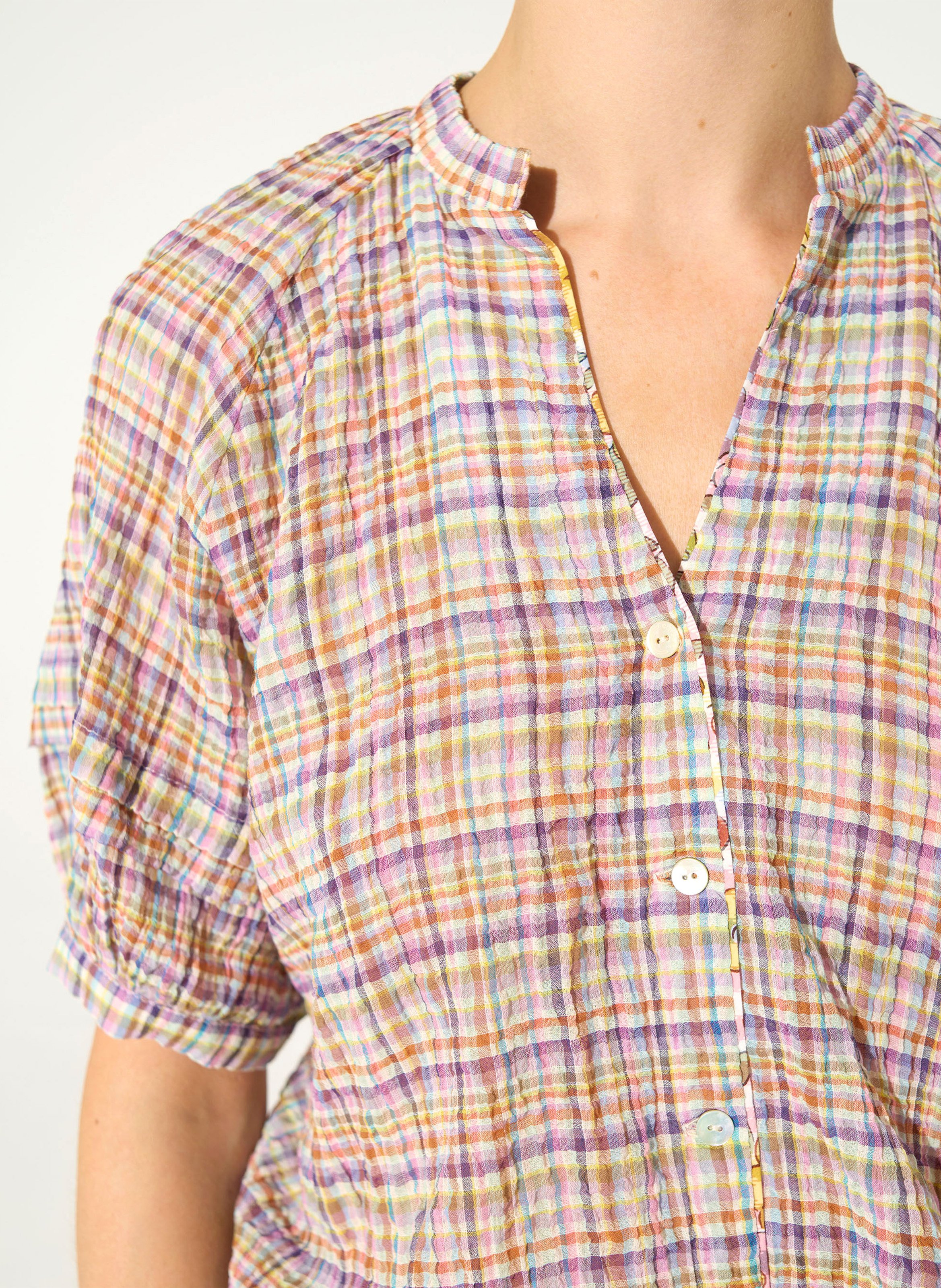 Blouse with puffed sleeves in print COTELAC Purple