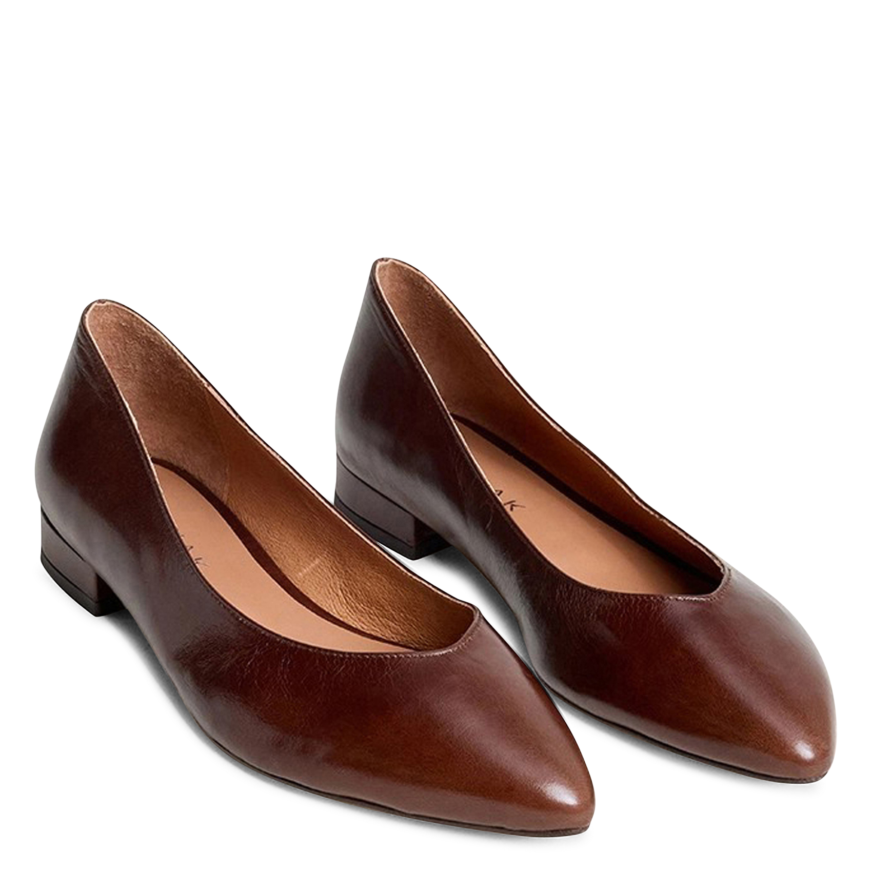 Pointed flat leather ballet flats JONAK Brown