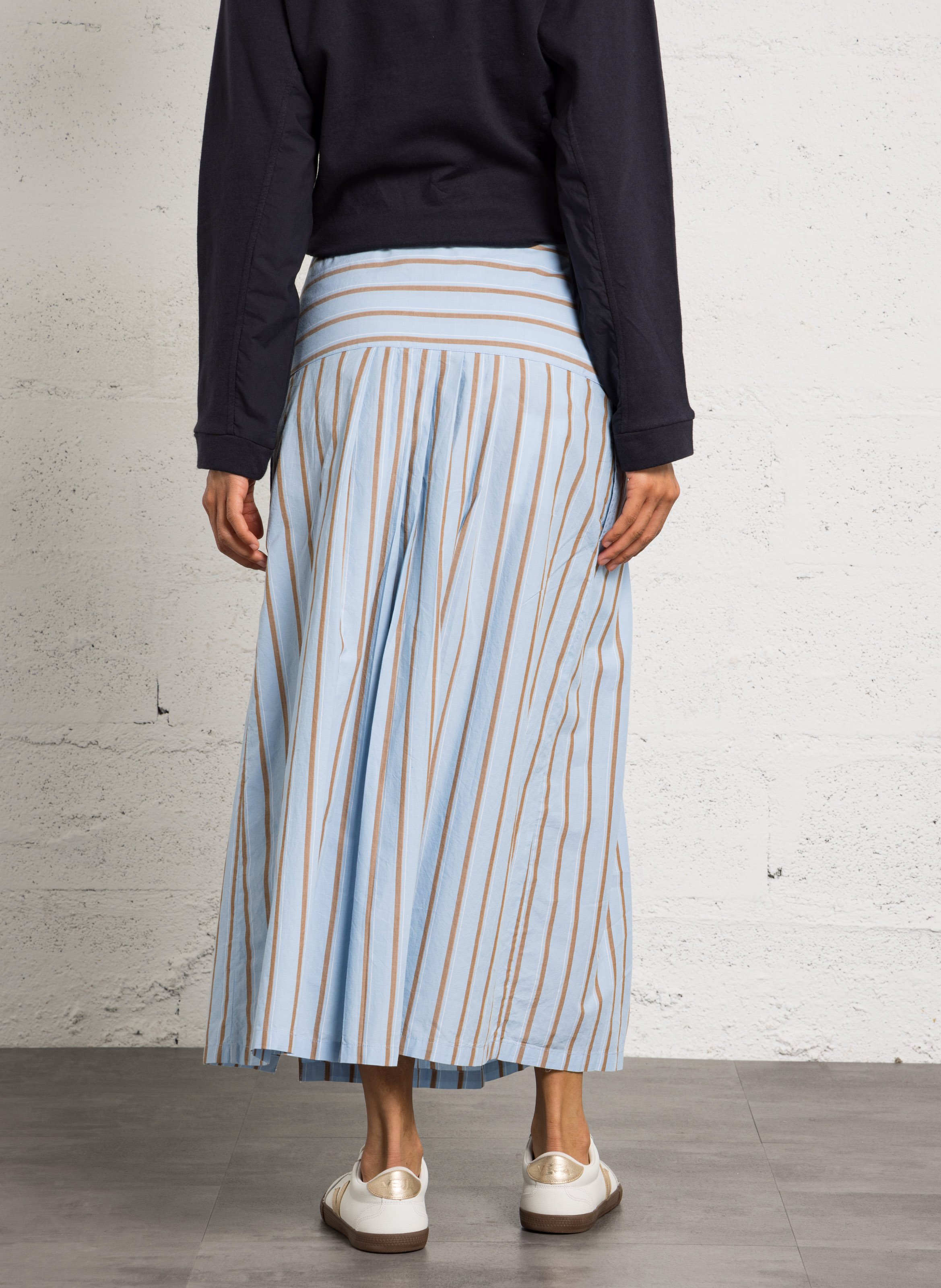 Flared Striped Organic Cotton Skirt LEON & HARPER Blue