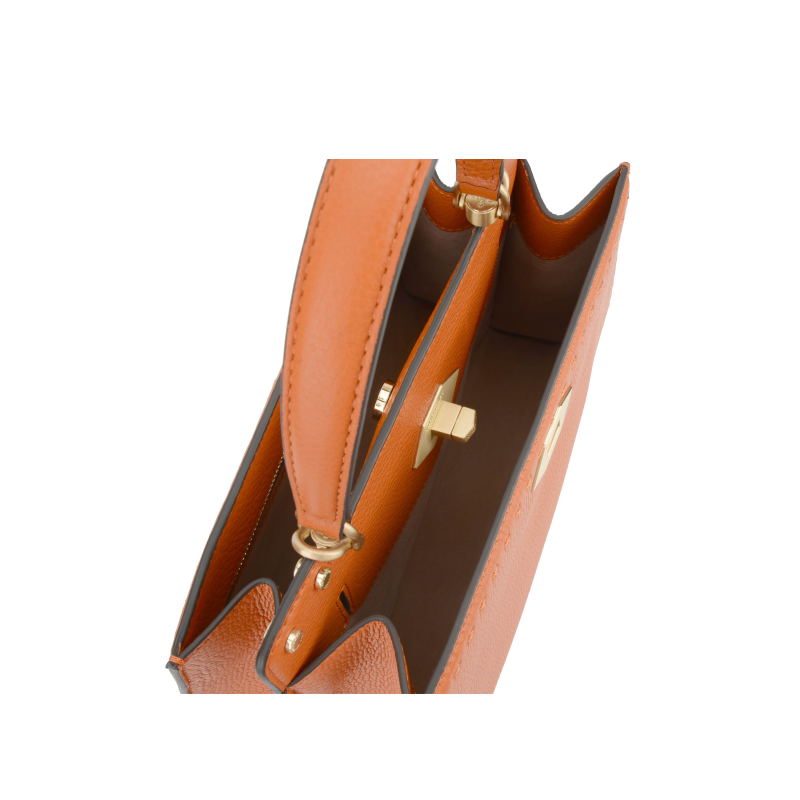 Handbag in calfskin POURCHET Orange